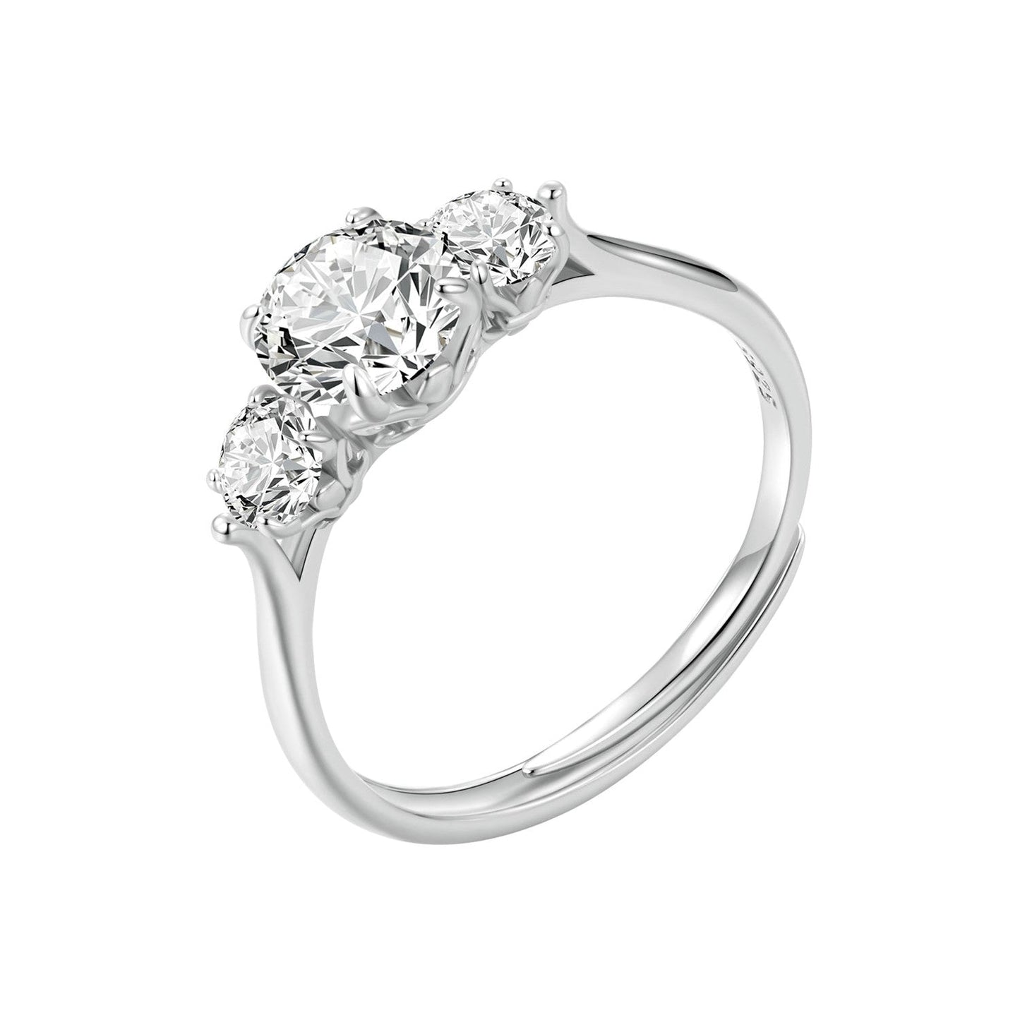 925 Sterling Silver Moissanite 6.5mm 1ct Ring, Size E for Women