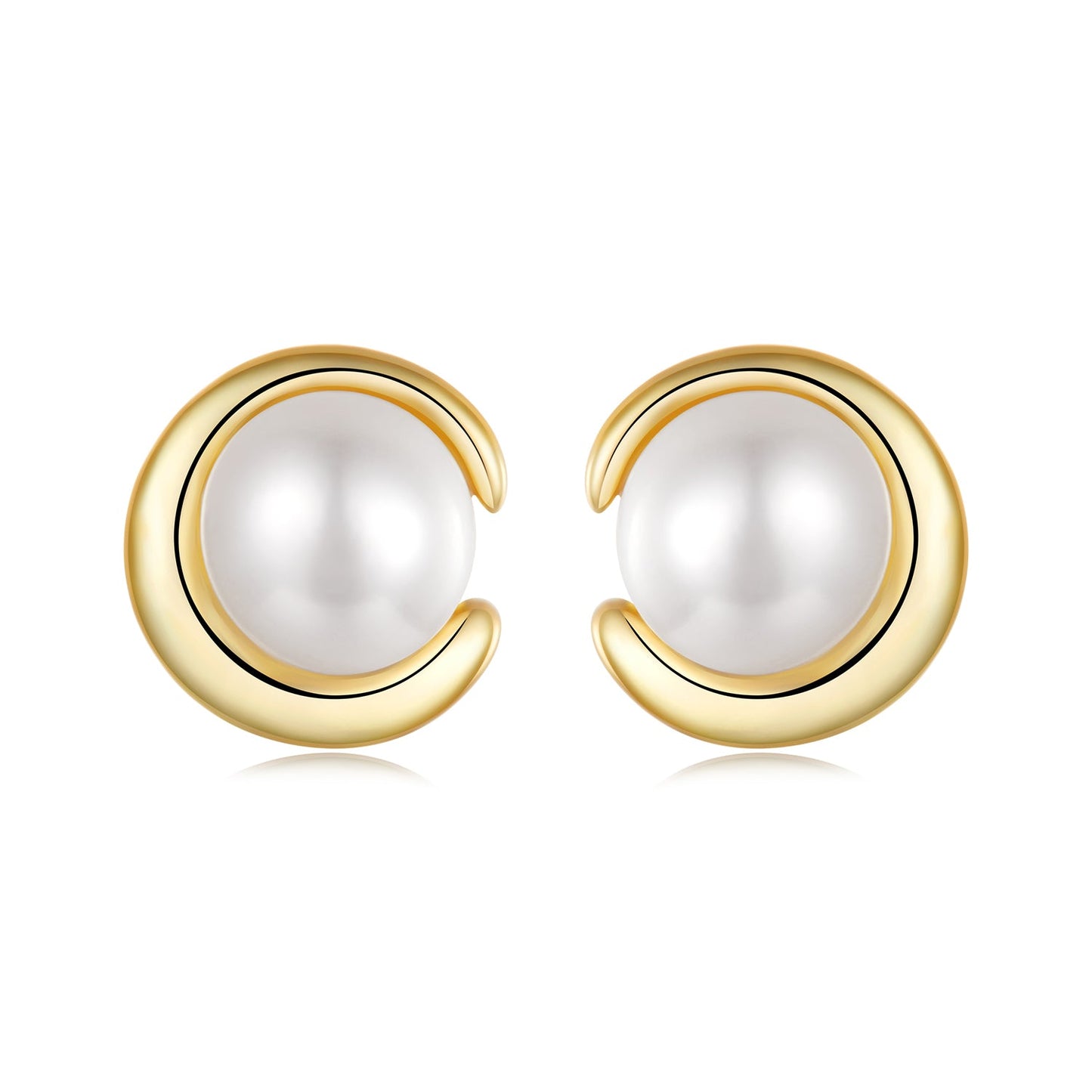 925 Sterling Silver Freshwater Pearl Gold Plated Earrings
