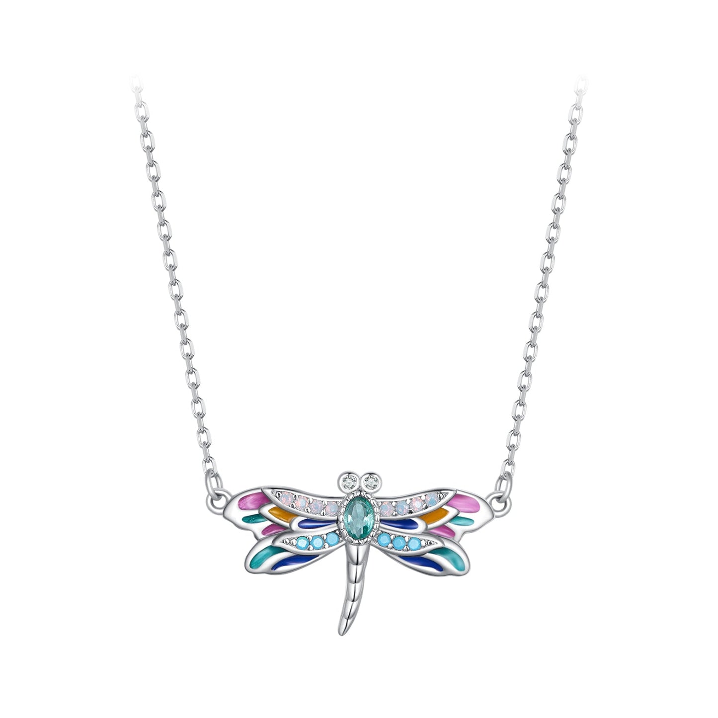 925 Sterling Silver Pendant Necklace with Pavé CZ and Plated Platinum