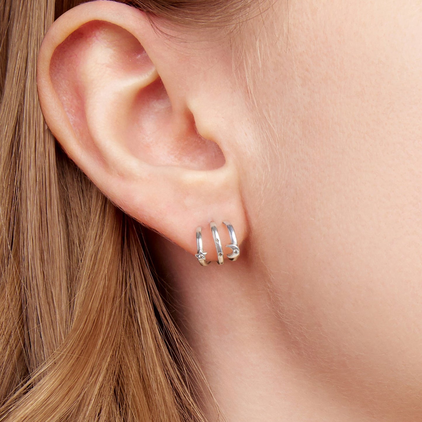 925 Sterling Silver Earrings with Pavé Setting CZ - Oxidized Silver, 1.1cm for Women