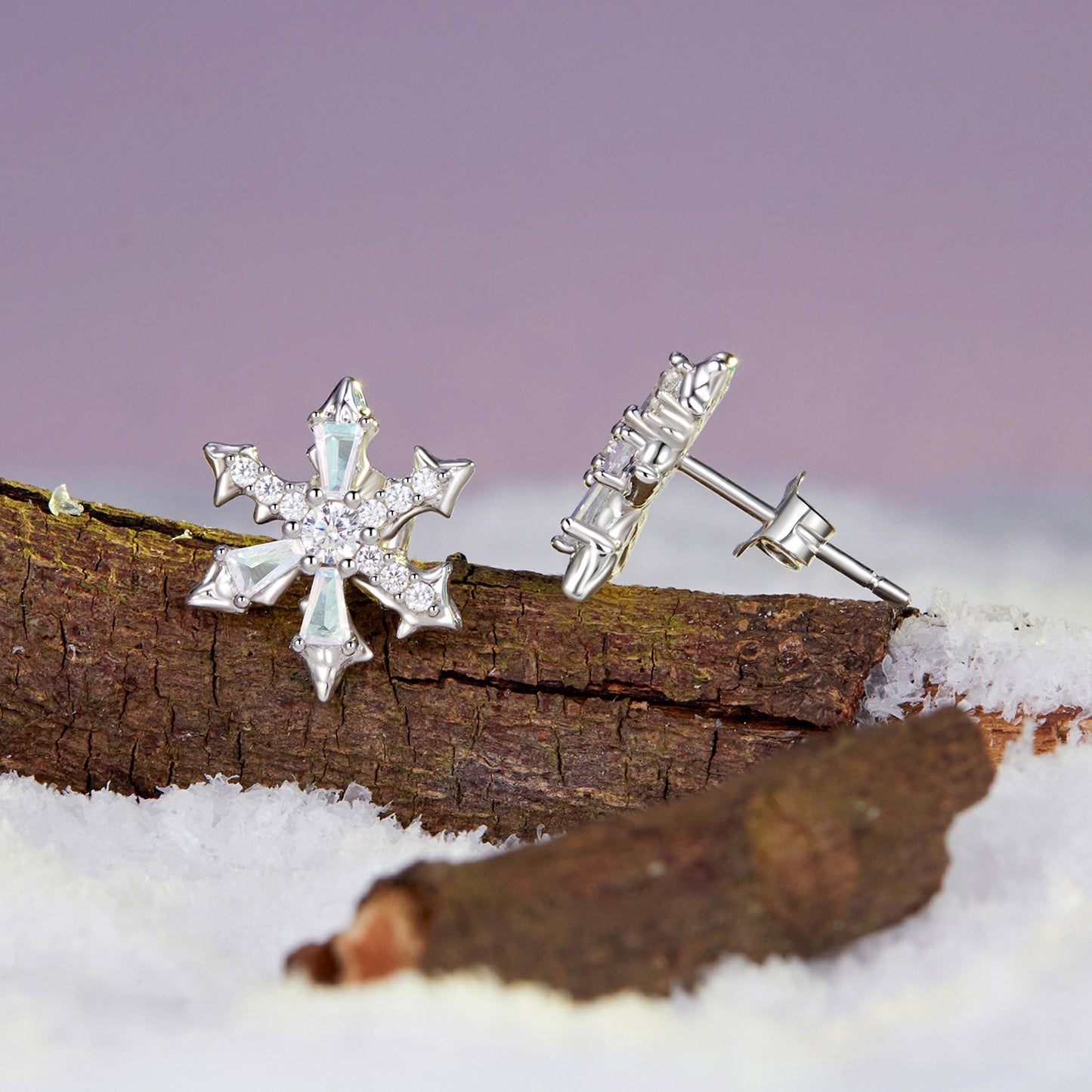 925 Sterling Silver Earrings with Plated White Gold and CZ