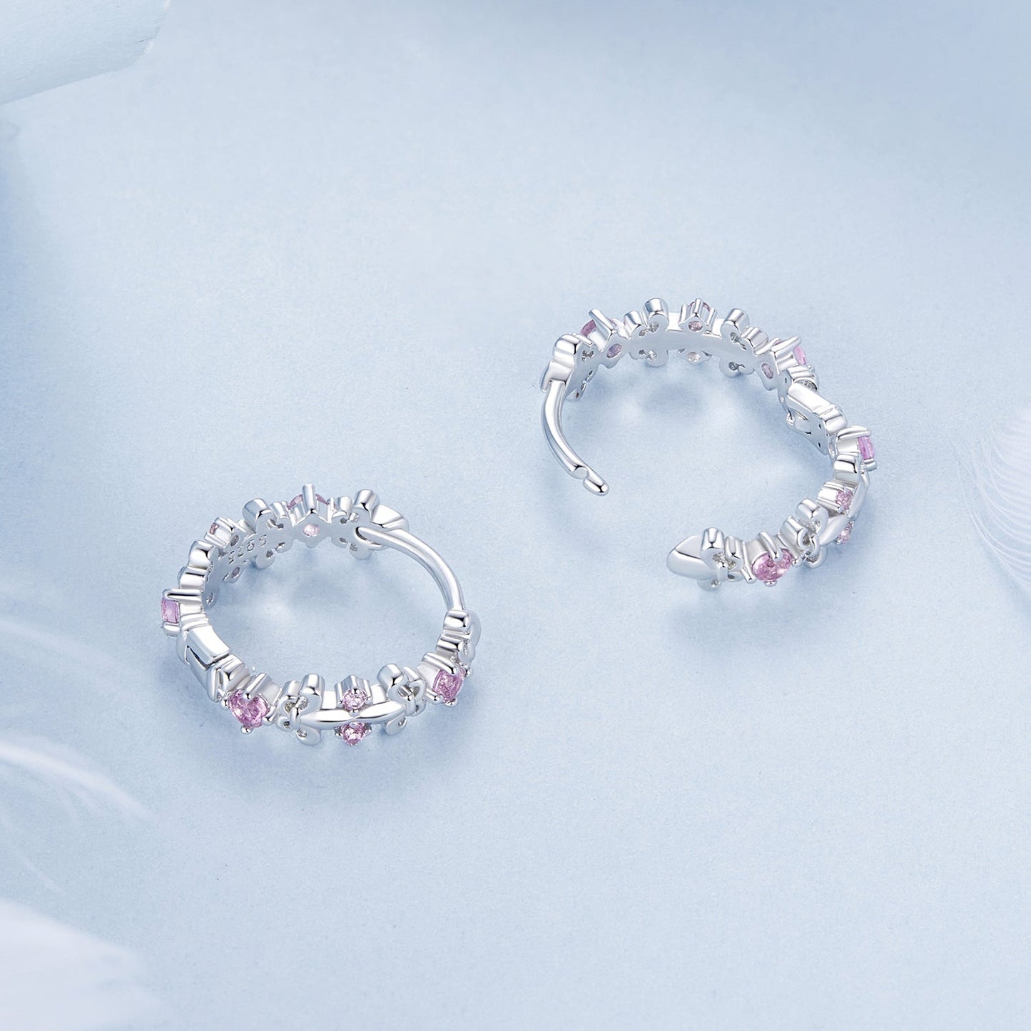 925 Sterling Silver Pavé CZ White Gold Plated Earrings for Women