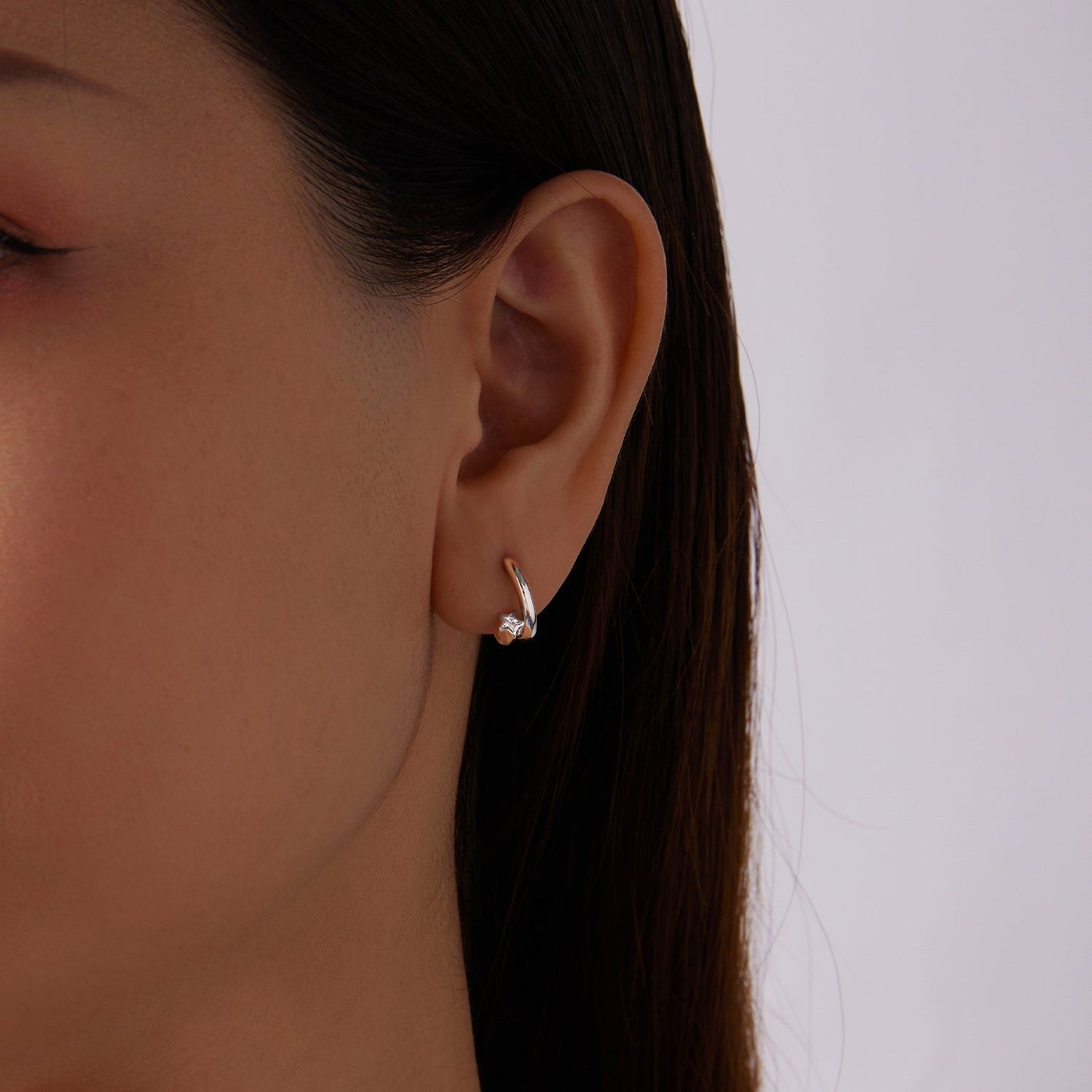 925 Sterling Silver Earrings with White Gold Plating and CZ