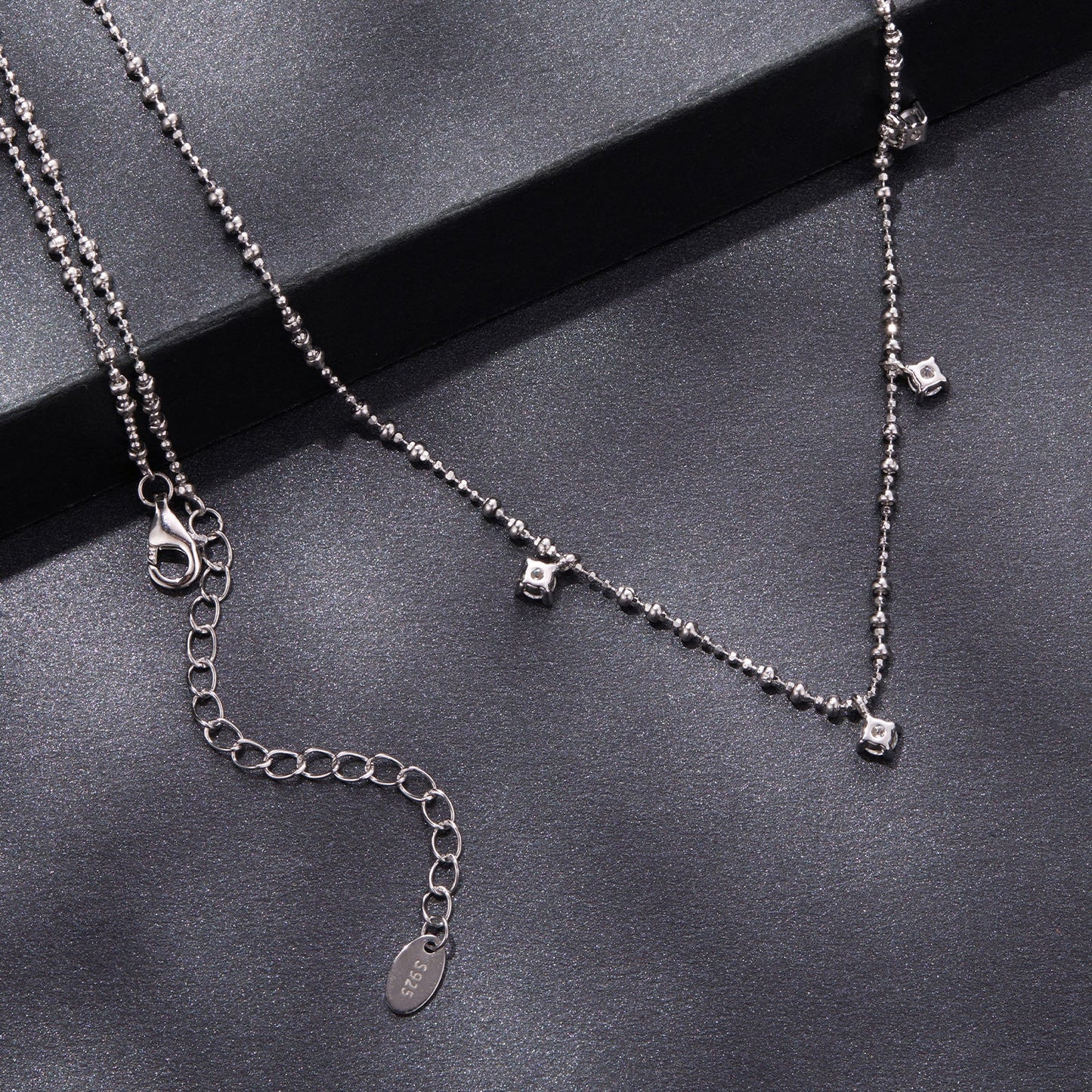 925 Sterling Silver 0.10ct Moissanite Necklace in White Gold, 40+5cm Chain for Women