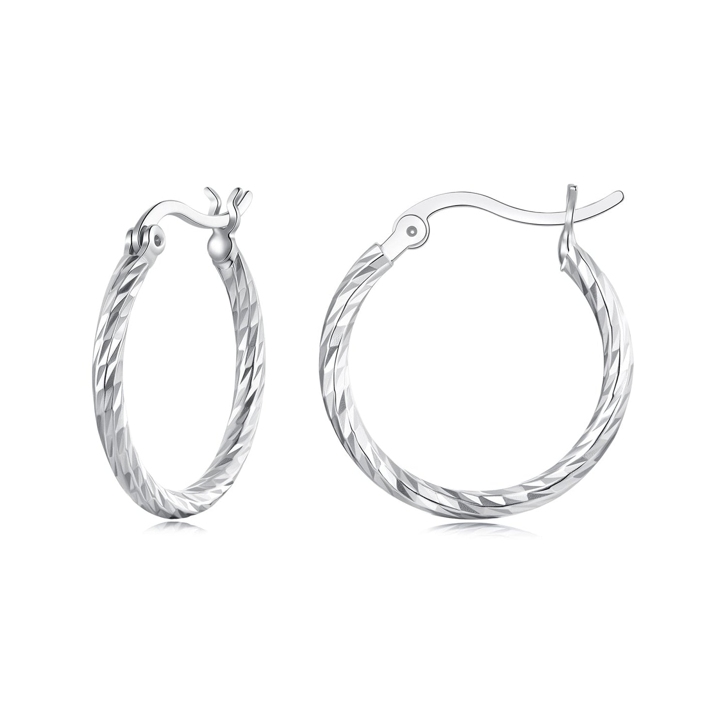 925 Sterling Silver Earrings with White Gold Plating