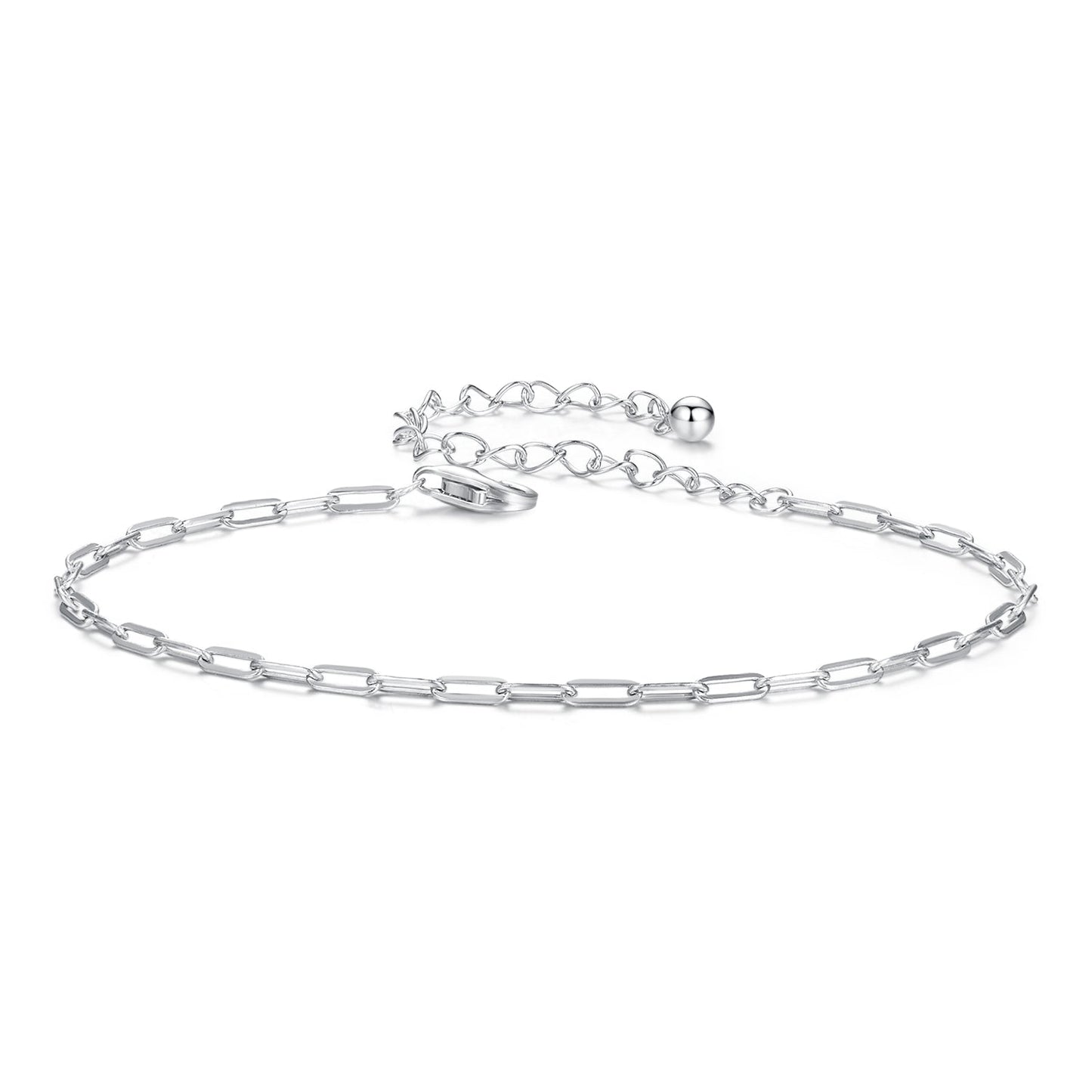 925 Sterling Silver Plated White Gold Adjustable Bracelet for Women