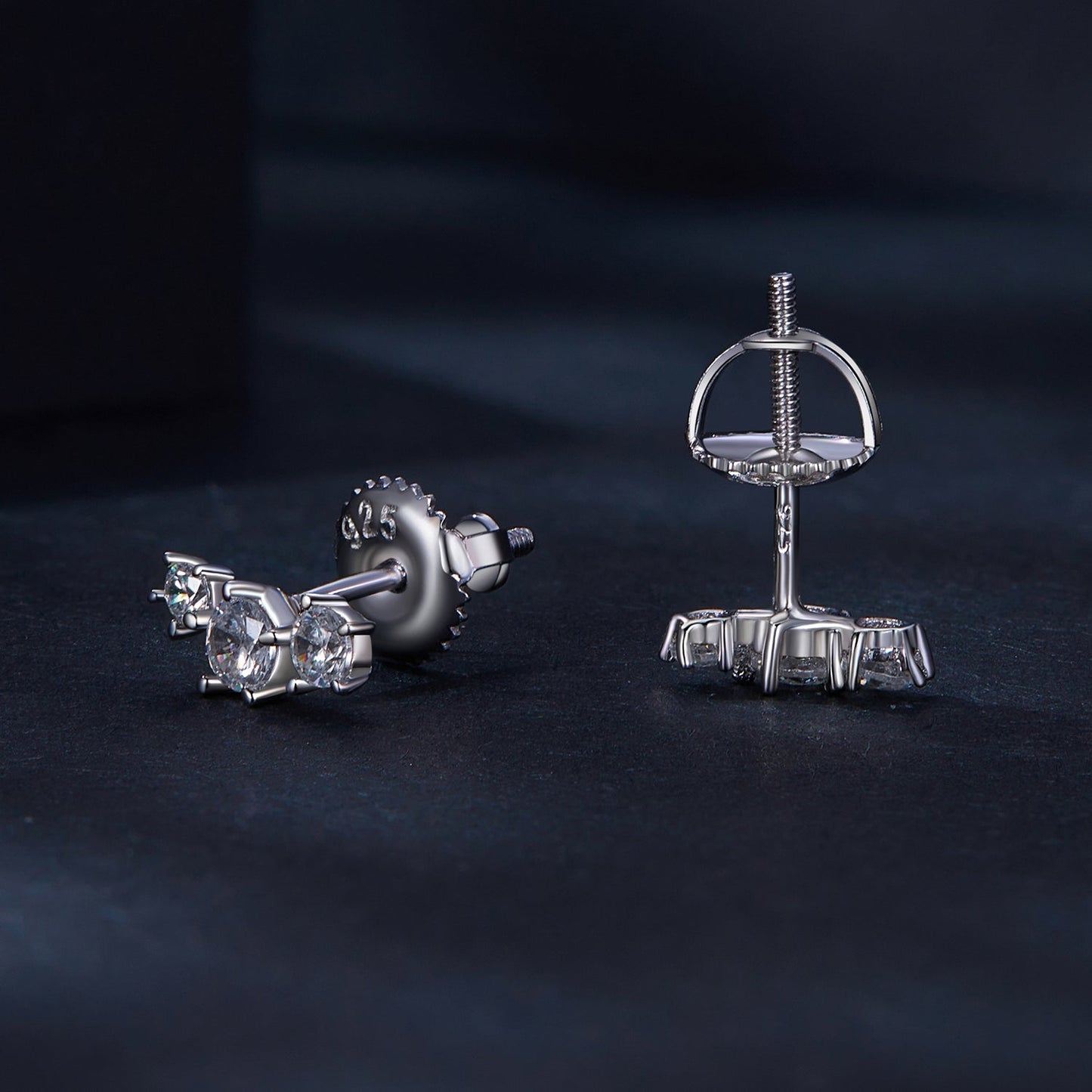 925 Sterling Silver Moissanite 0.01 Carat Earrings Size 4*9mm for Women
