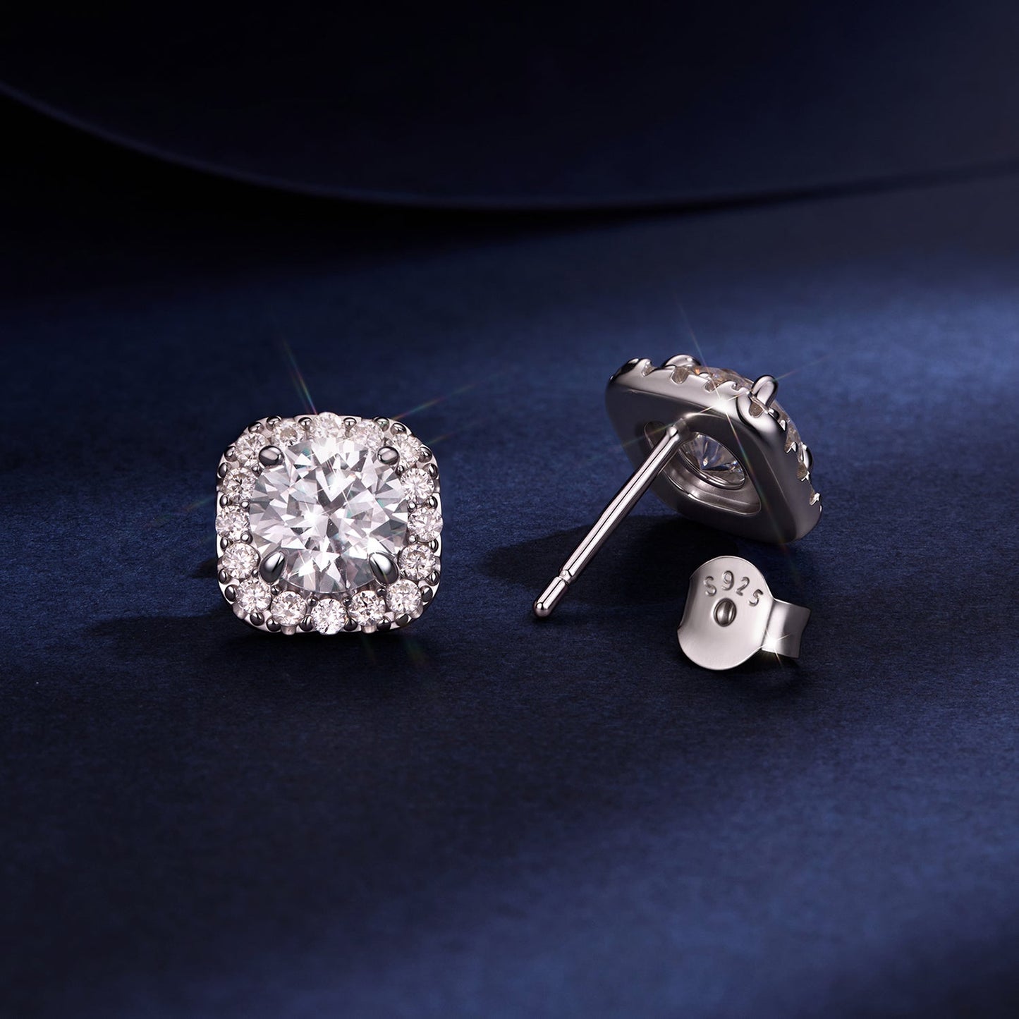 925 Sterling Silver Moissanite 1.0cm Earrings with Pavé Setting for Women