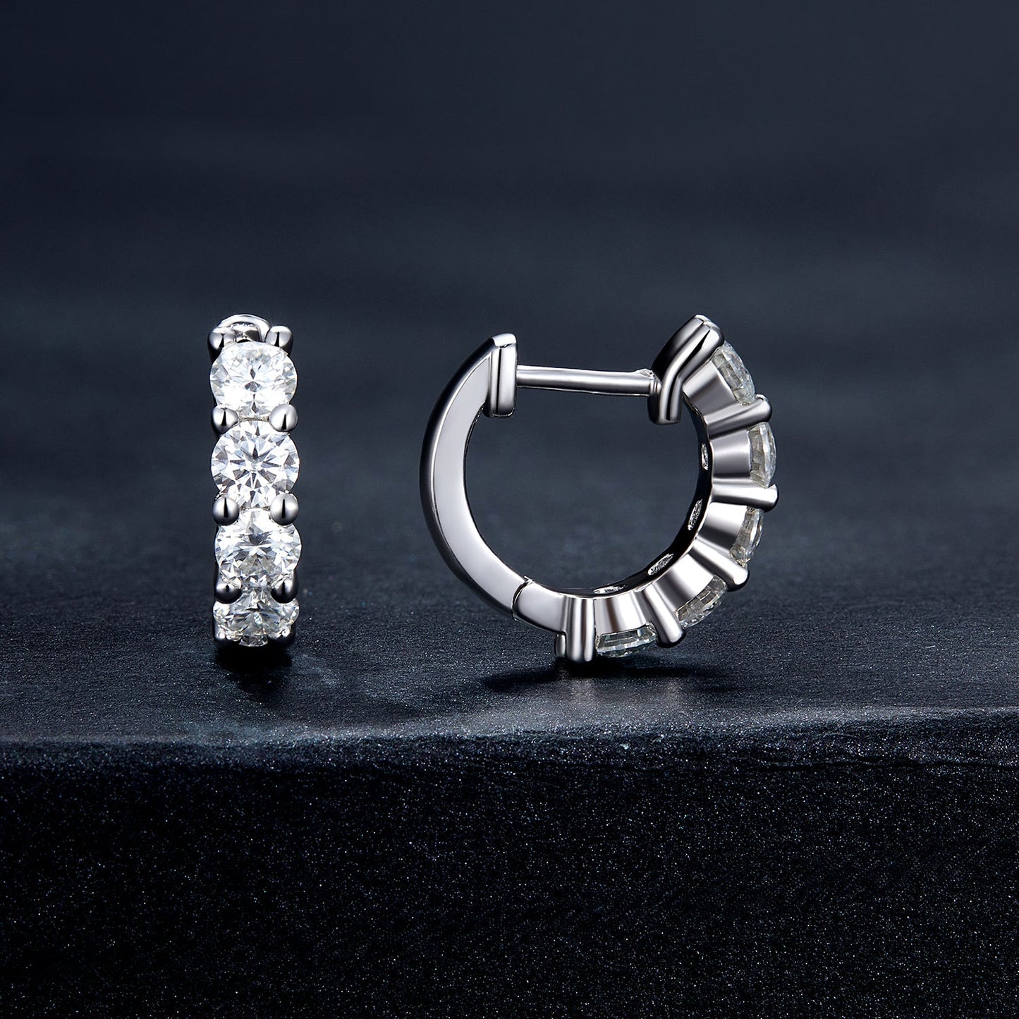 S925 Sterling Silver Moissanite Earrings, 1.3cm, Platinum Plated, for Women