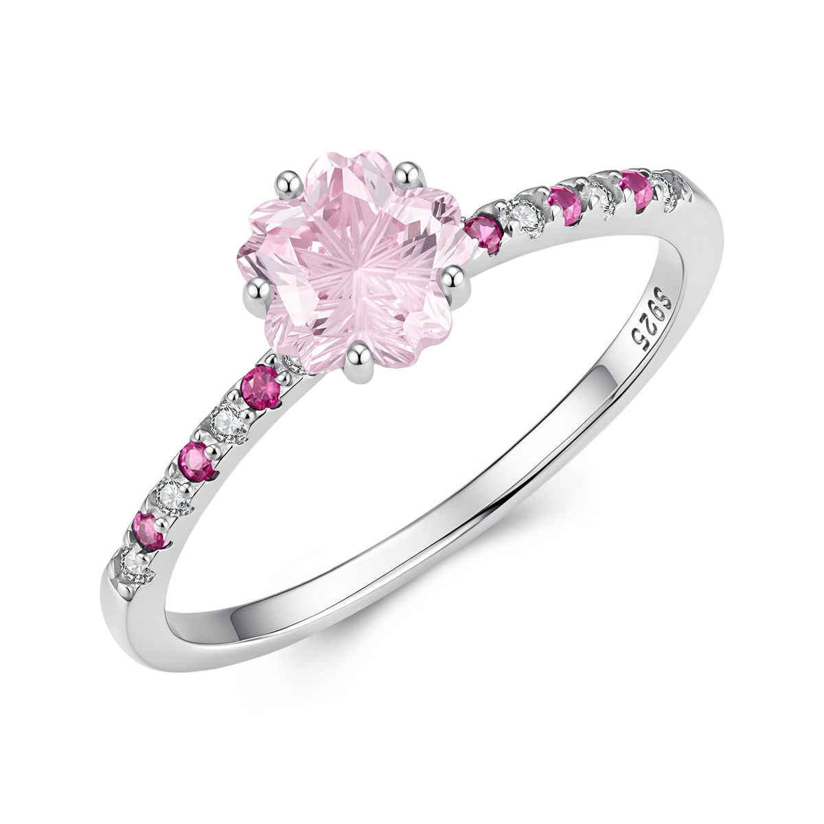 925 Sterling Silver White Gold Plated Pavé CZ 0.6cm Ring Size 6 for Women