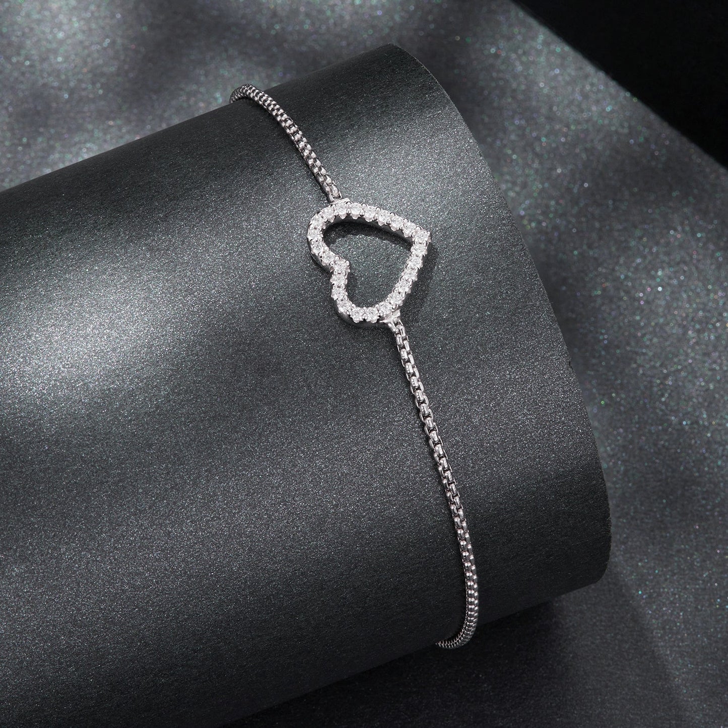 925 Sterling Silver Plated White Gold Moissanite Bracelet for Women