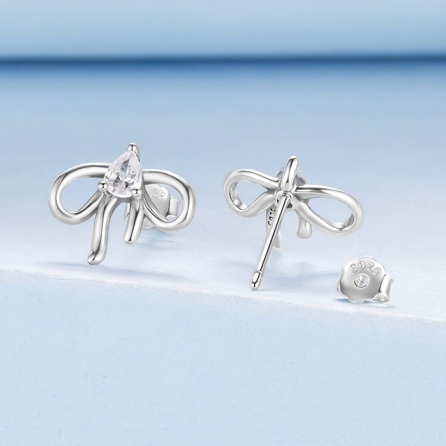 925 Sterling Silver Earrings with Pavé Setting & Oxidized Finish