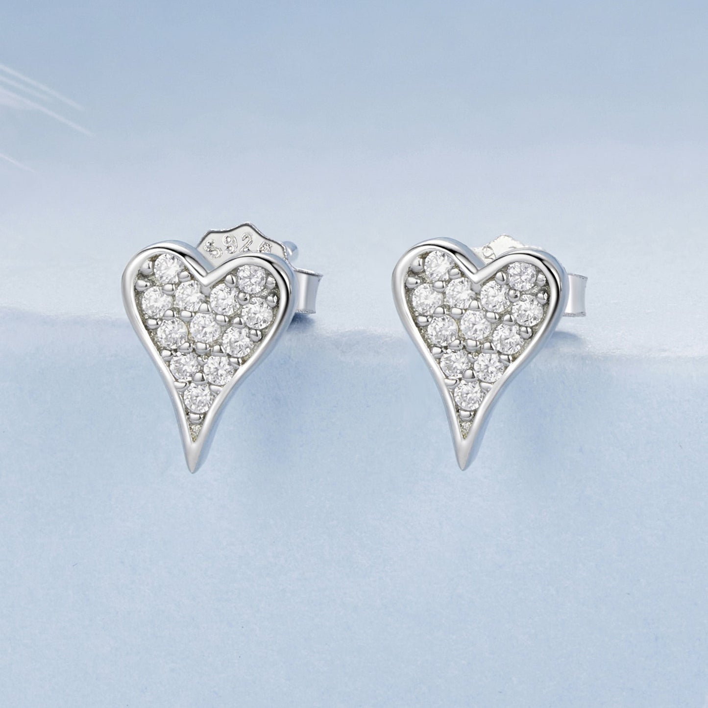 925 Sterling Silver White Gold Plated Pavé CZ Earrings