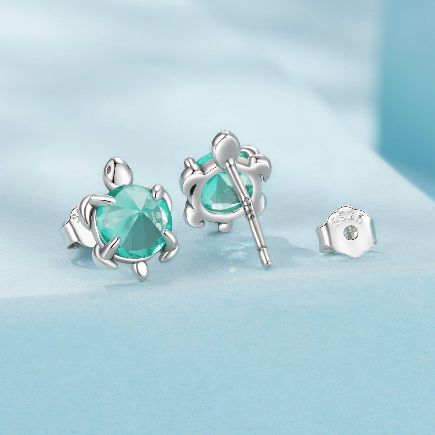 925 Sterling Silver Earrings with Transparent Glass and Oxidized Finish for Women