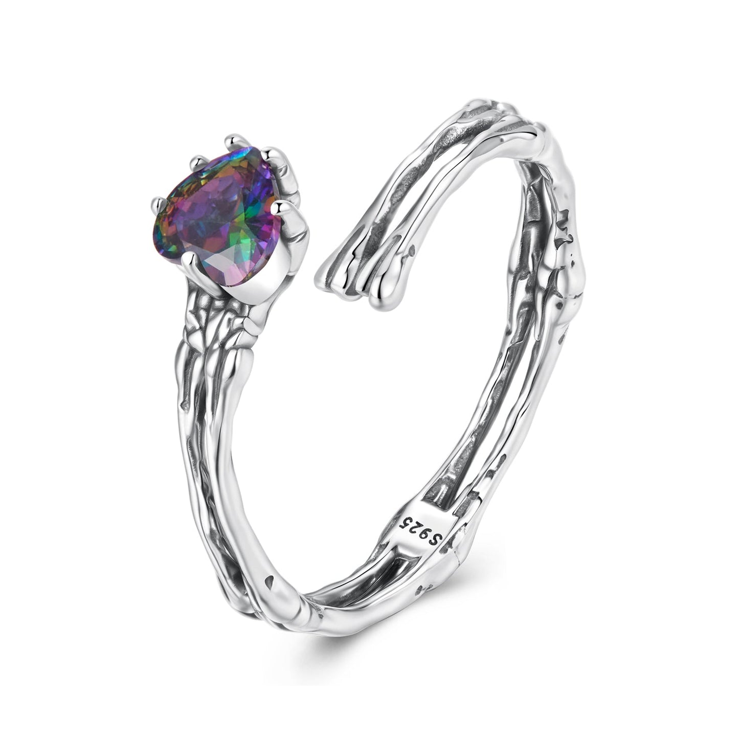 925 Sterling Silver Ring with Heart Design, 0.55cm Heart Size, Women’s Jewelry