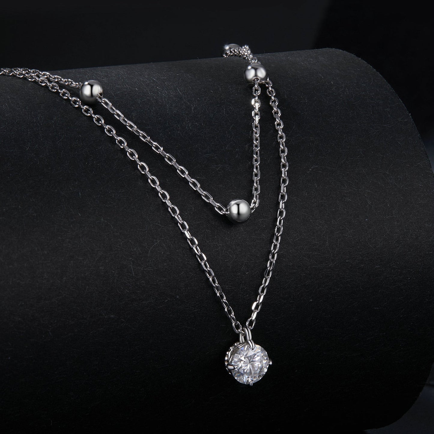 925 Sterling Silver Plated Platinum 5.0mm Moissanite Necklace for Women