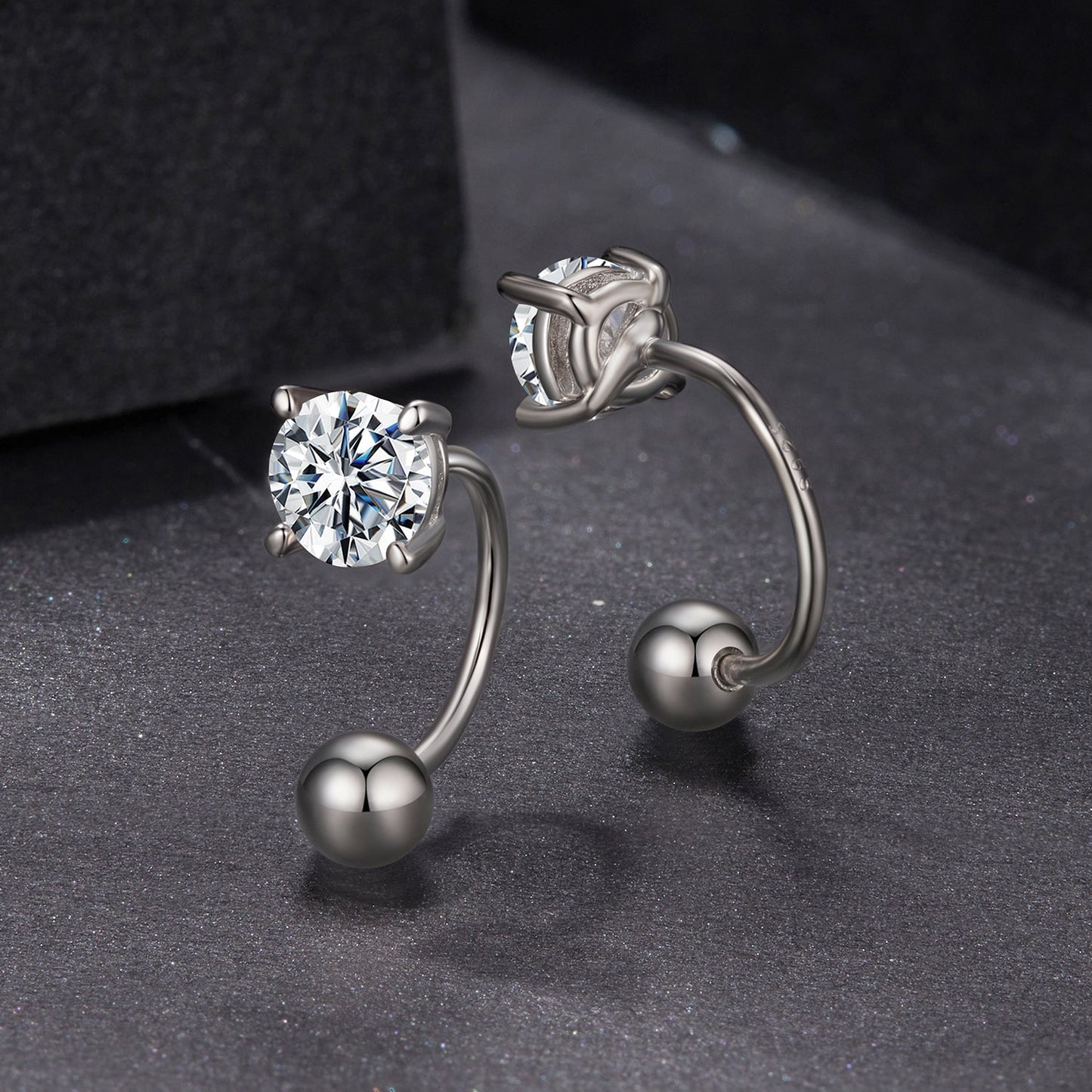 925 Sterling Silver Moissanite 0.1ct Earrings 1.3cm for Women