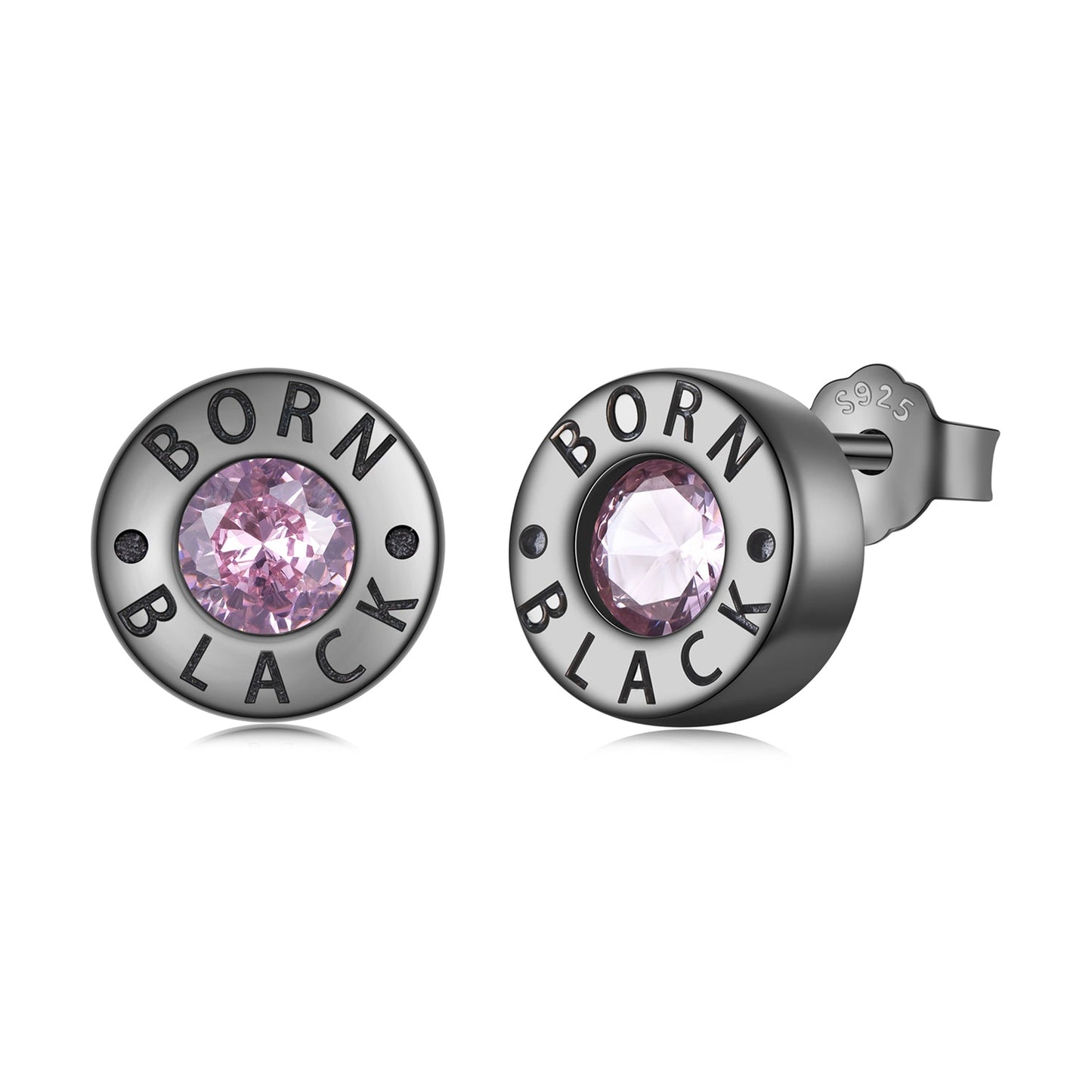 925 Sterling Silver Earrings with Black Gold Plating and CZ