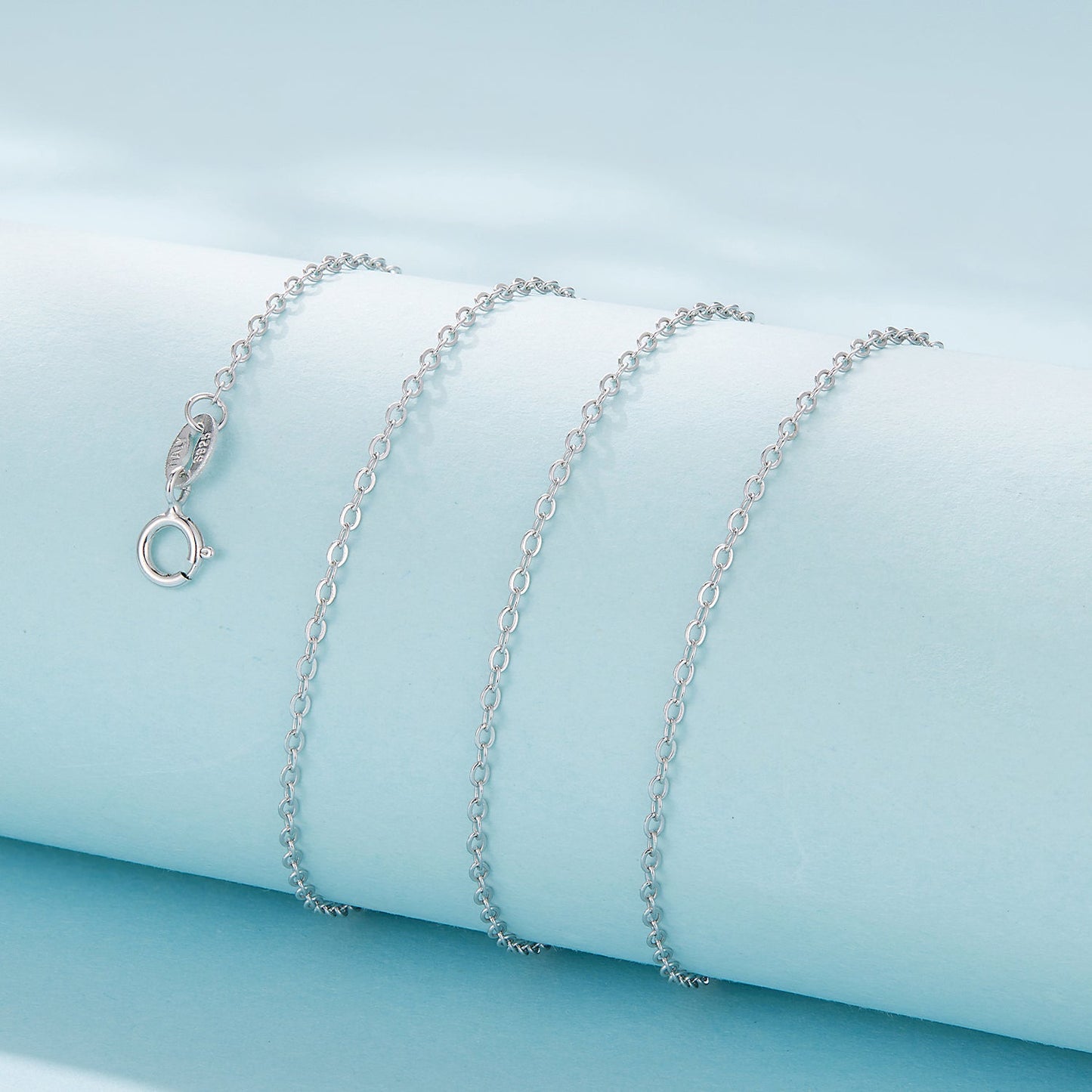 925 Sterling Silver + Plated White Gold Necklace 40cm for Women