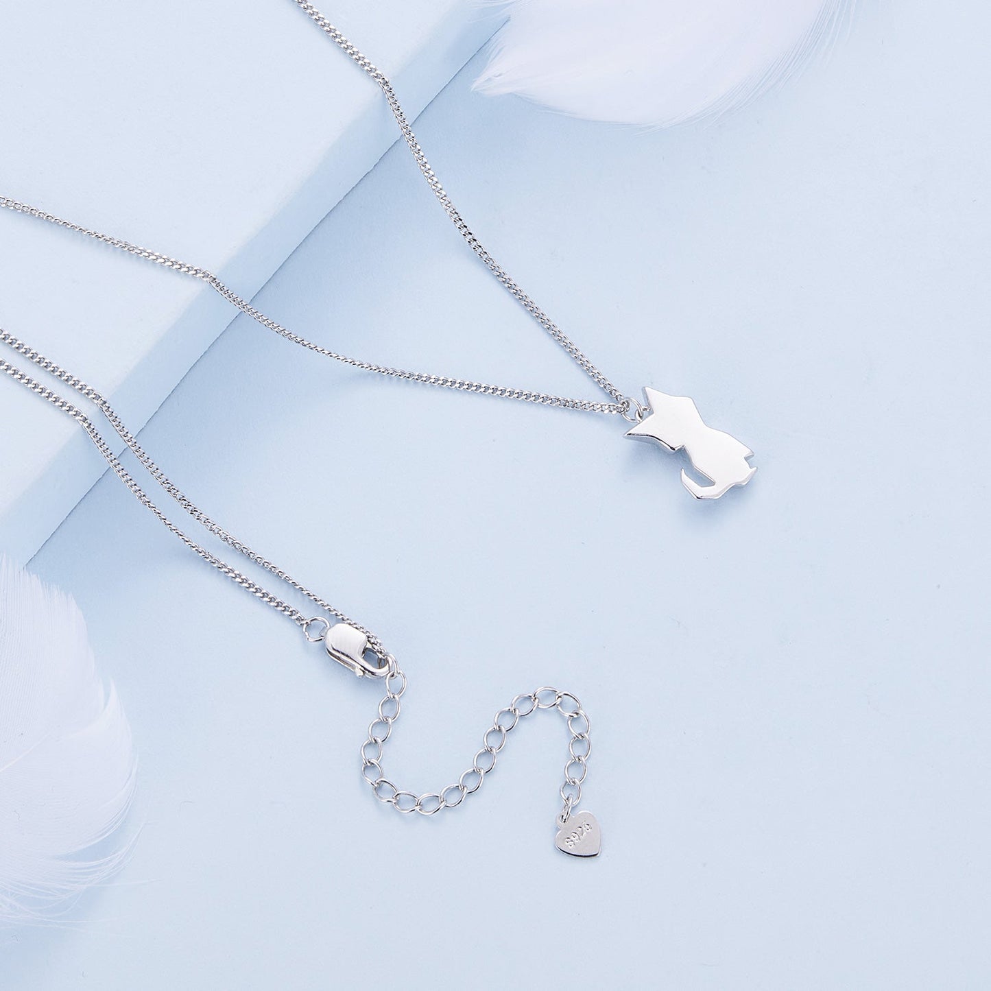 925 Sterling Silver 16mm x 10mm Platinum Plated Necklace for Unisex