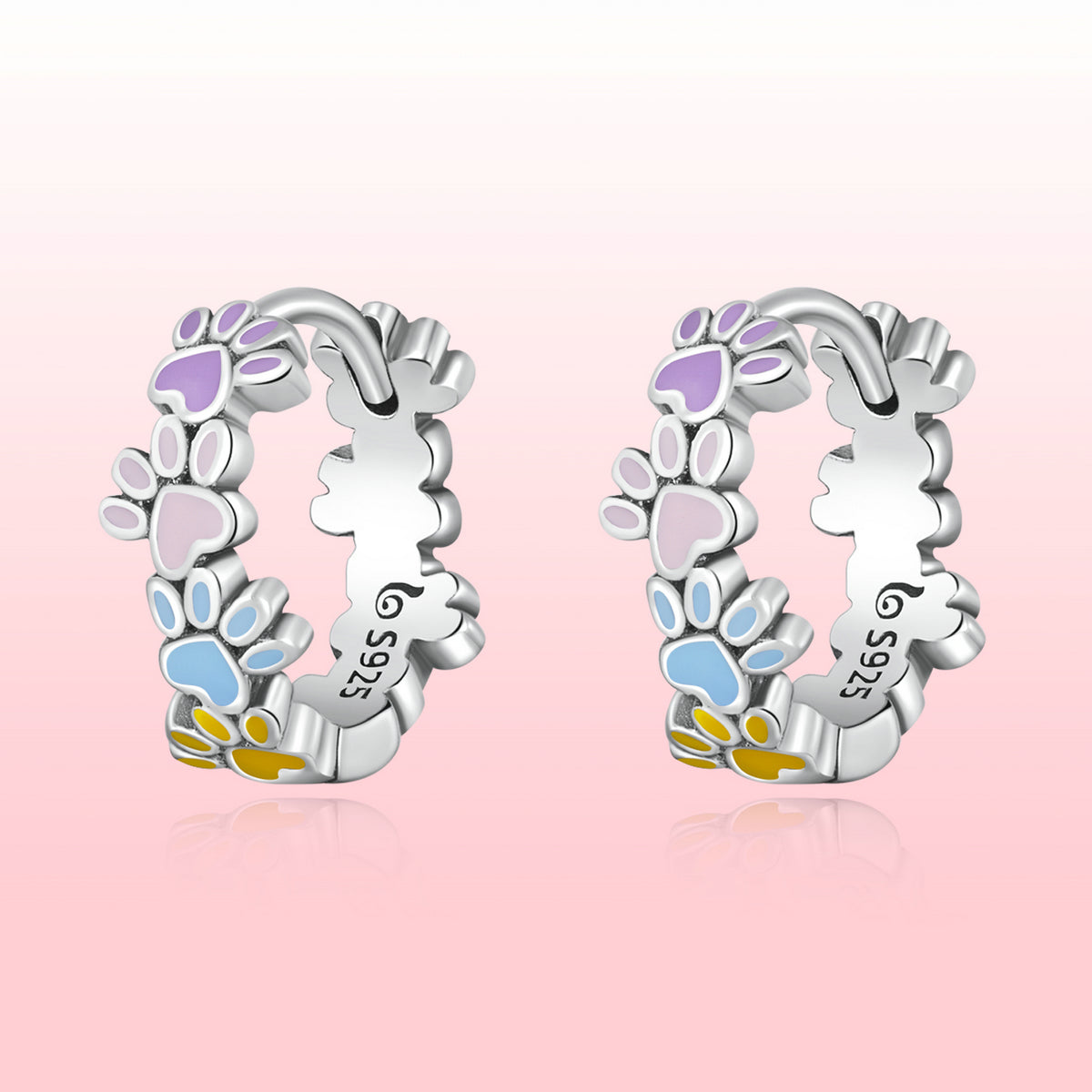 925 Sterling Silver Enamel Oxidized Silver Earrings