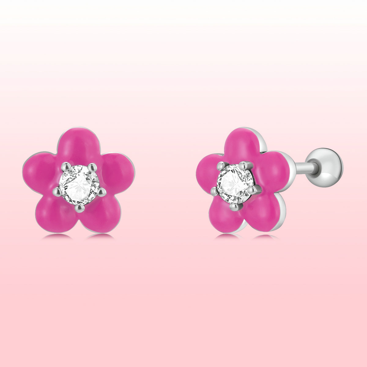 S925 Sterling Silver CZ Pavé Enamel Oxidized Earrings