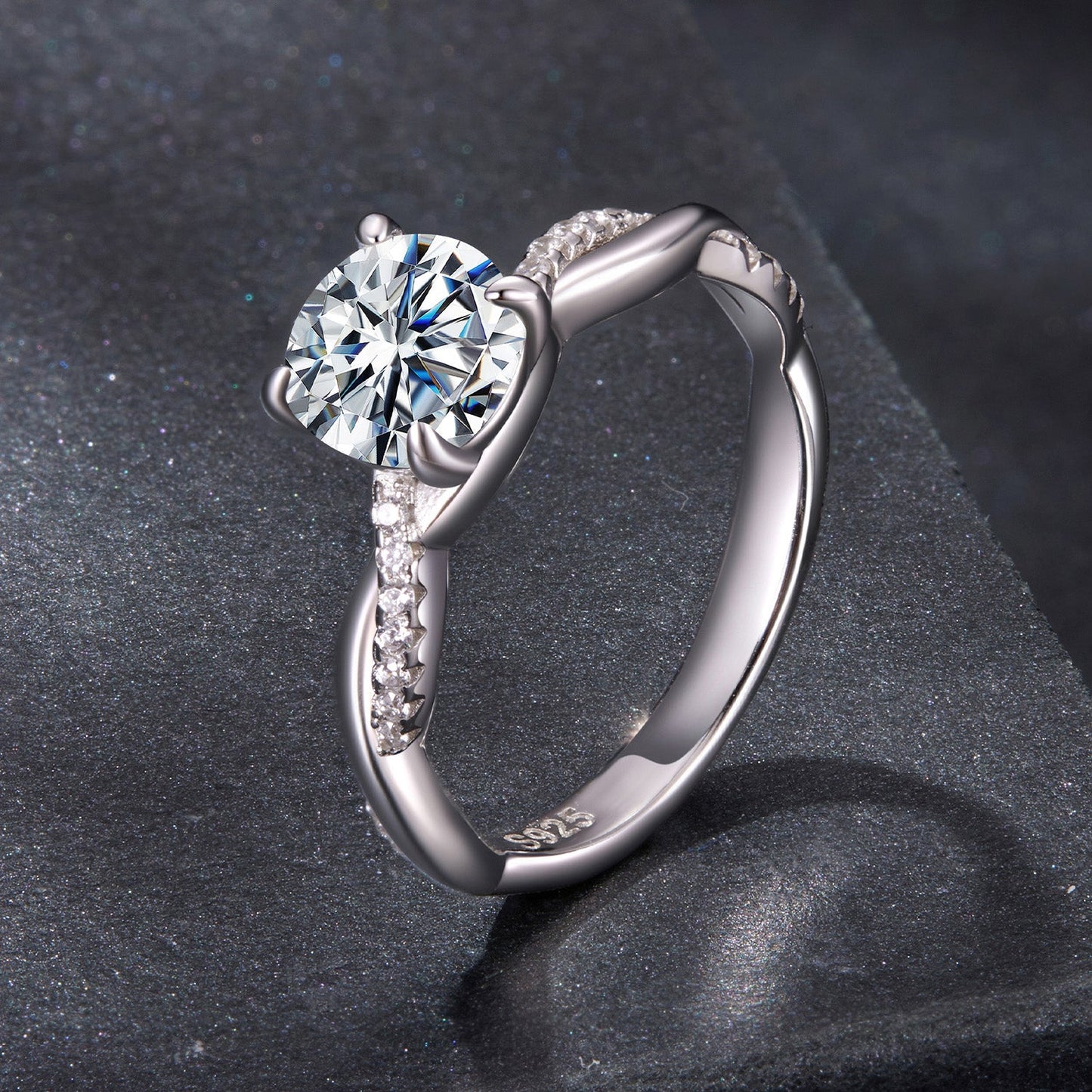 925 Sterling Silver Moissanite 0.65 Carat Ring Size 6 for Women