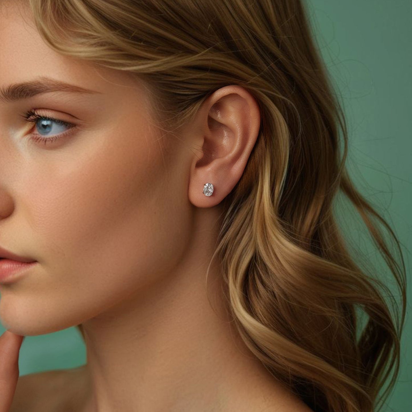 925 Sterling Silver Earrings with Pavé Setting CZ, 0.7*0.5cm, for Women
