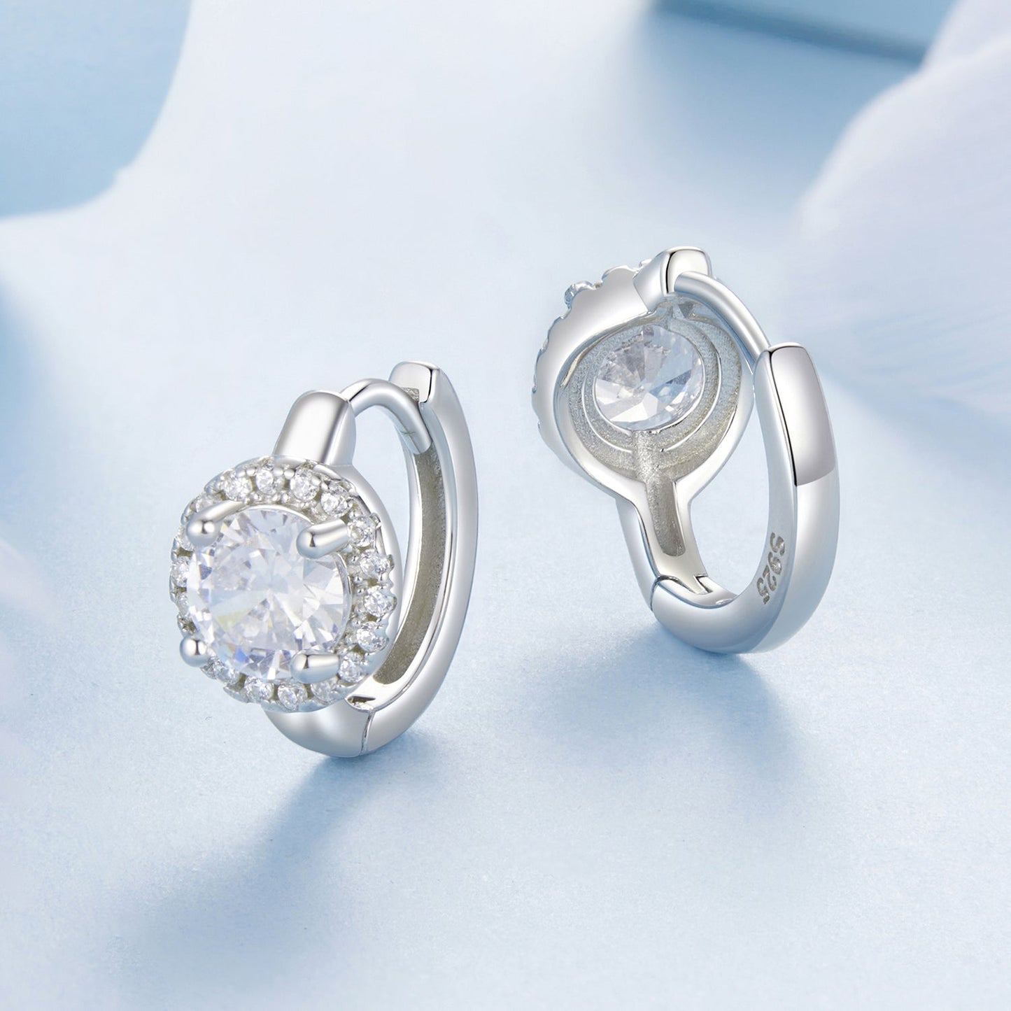 925 Sterling Silver White Gold Plated CZ Earrings for Women