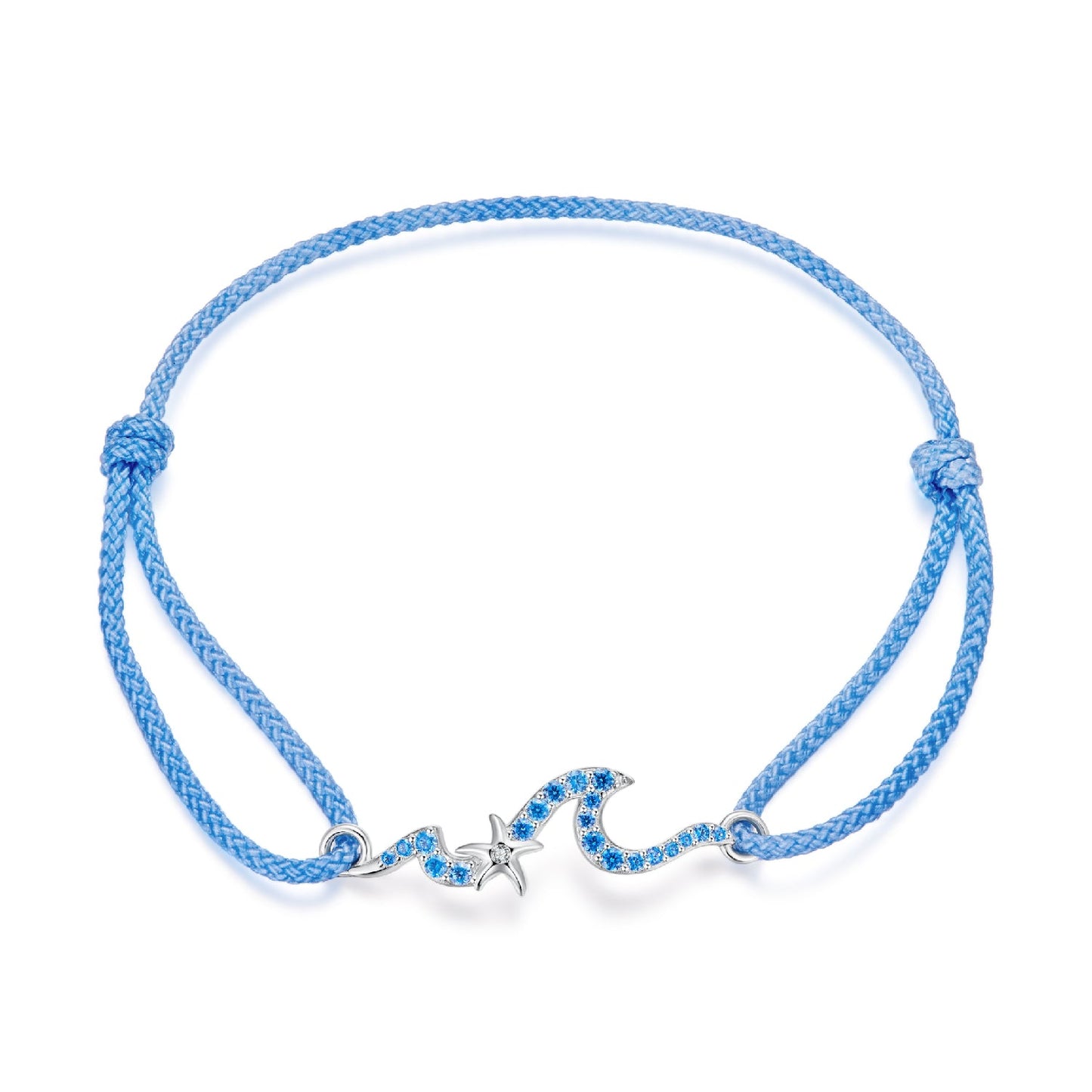 925 Sterling Silver Adjustable White Gold Bracelet with CZ Pendants for Women