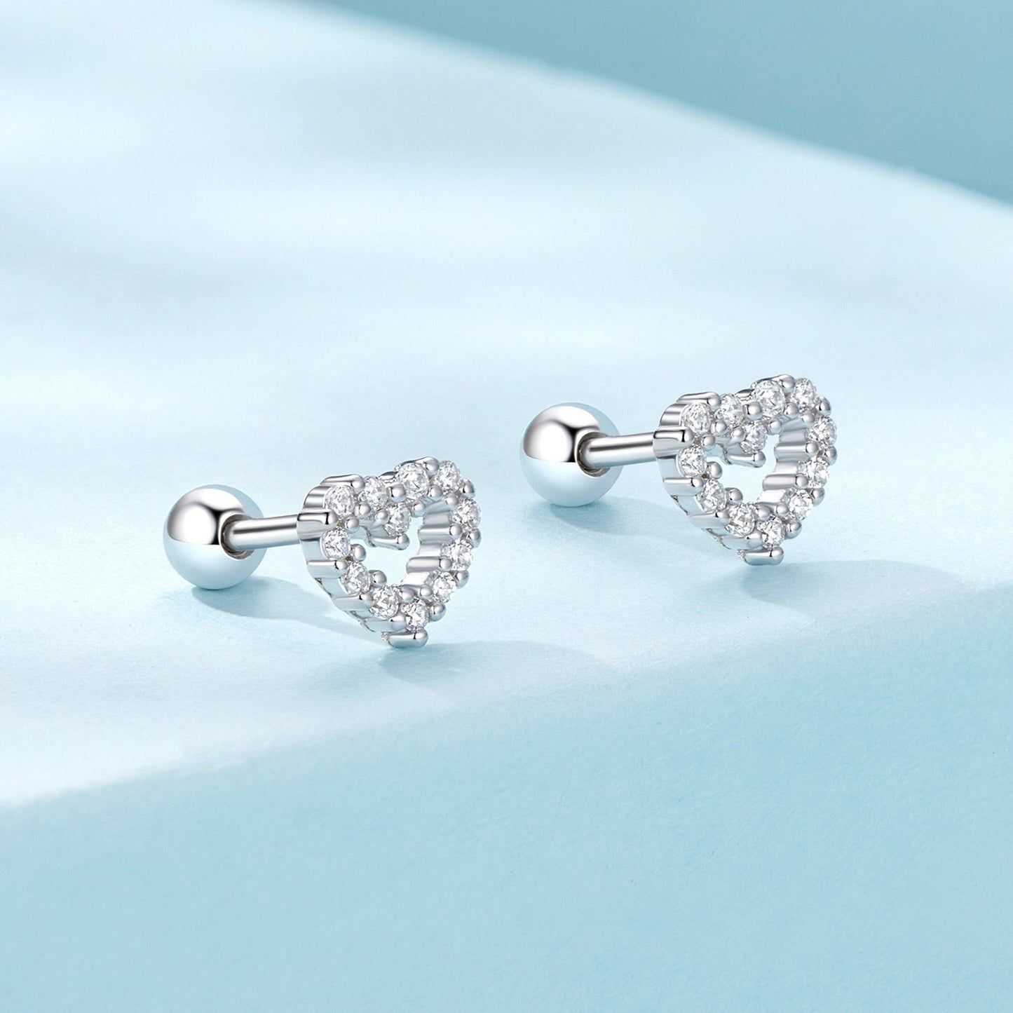 925 Sterling Silver White Gold Plated Earrings with CZ for Women