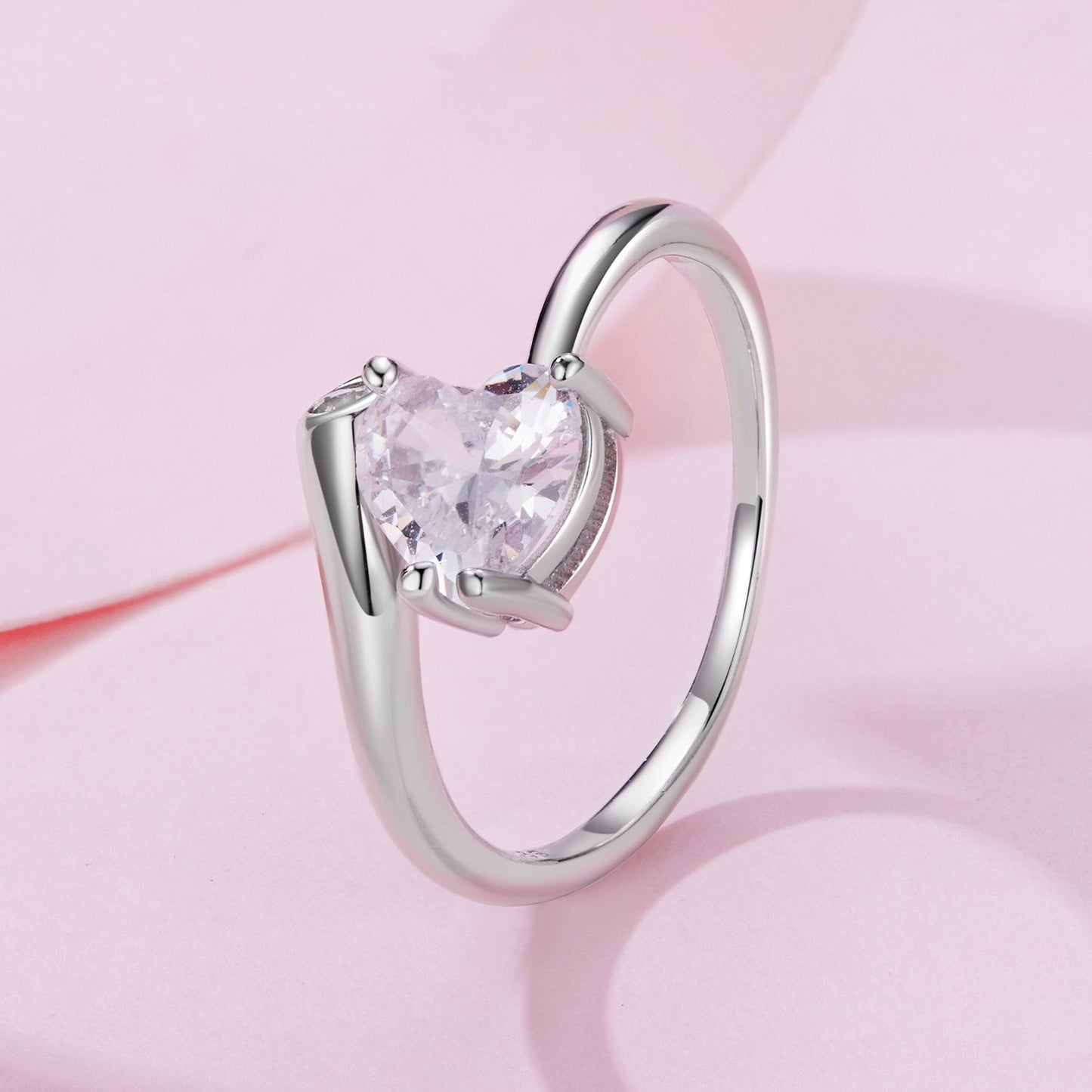925 Sterling Silver Ring with Pavé Setting CZ, 0.6 cm Width, Style E for Women