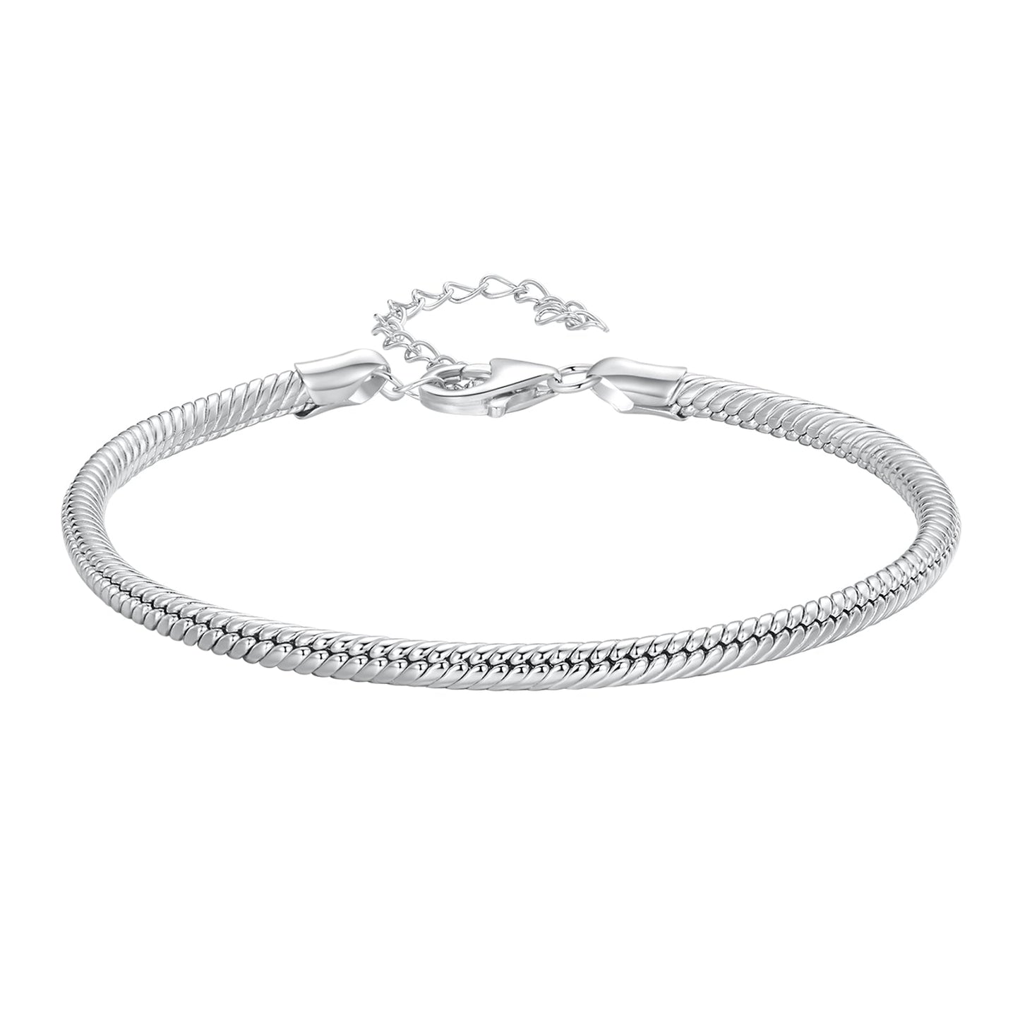 925 Sterling Silver Plated Platinum Bracelet with Adjustable Length for Women
