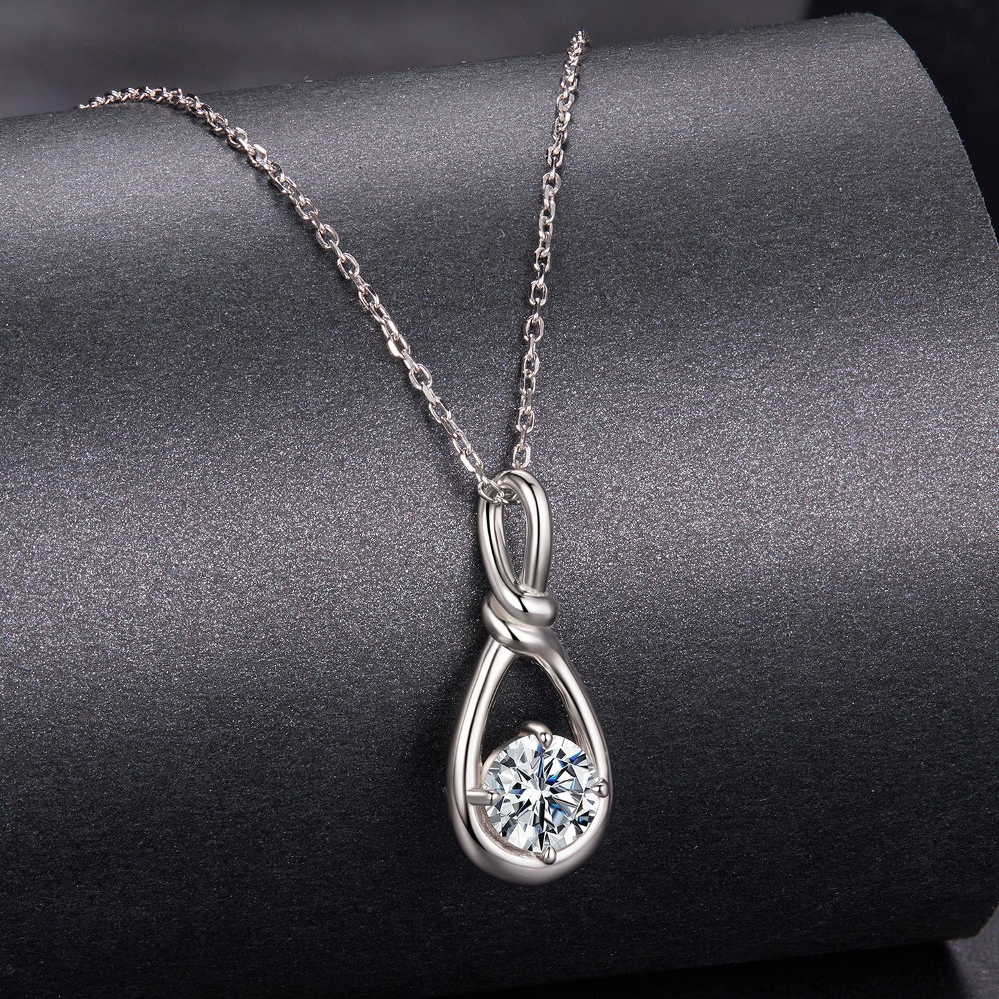 925 Sterling Silver 1 Carat Moissanite Necklace with White Gold Plating - 40+5cm Length for Women