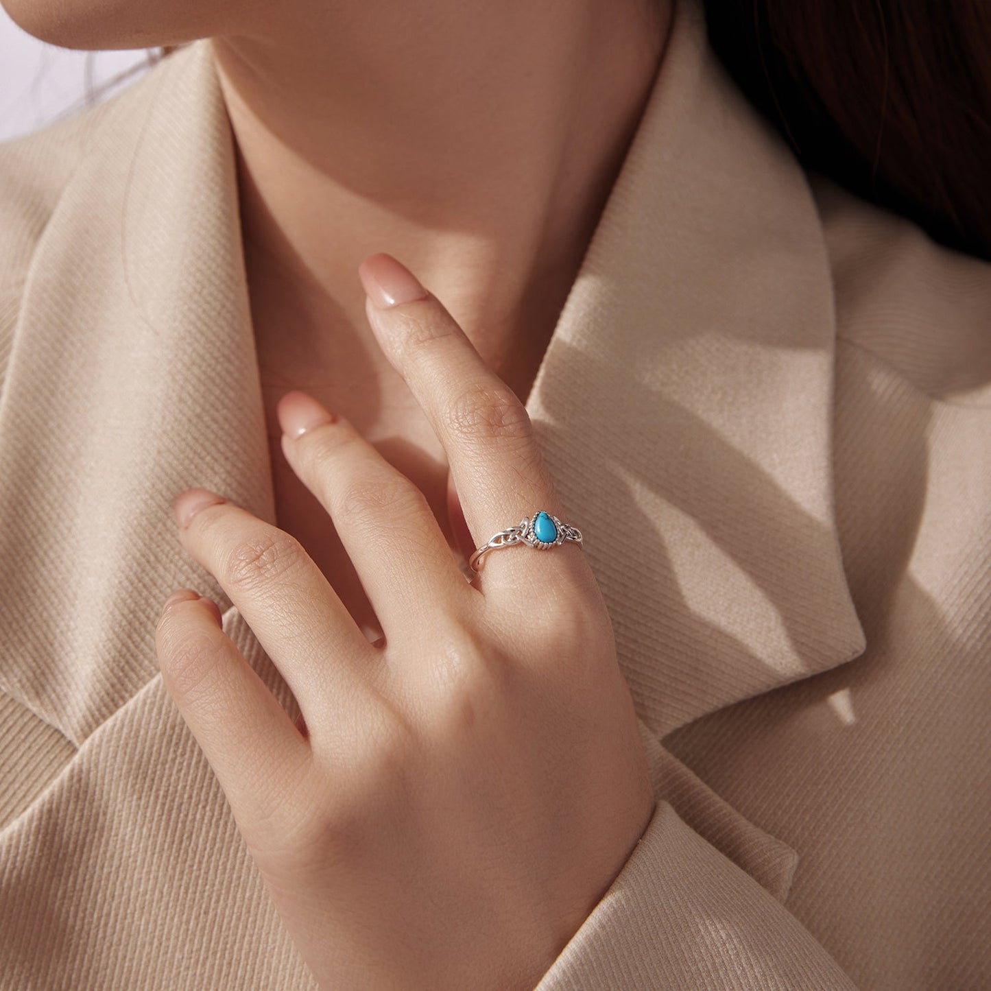 925 Sterling Silver Synthetic Turquoise Ring for Women