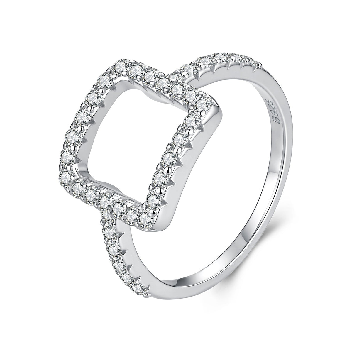 925 Sterling Silver White Gold Plated Size 6 Moissanite Ring for Women