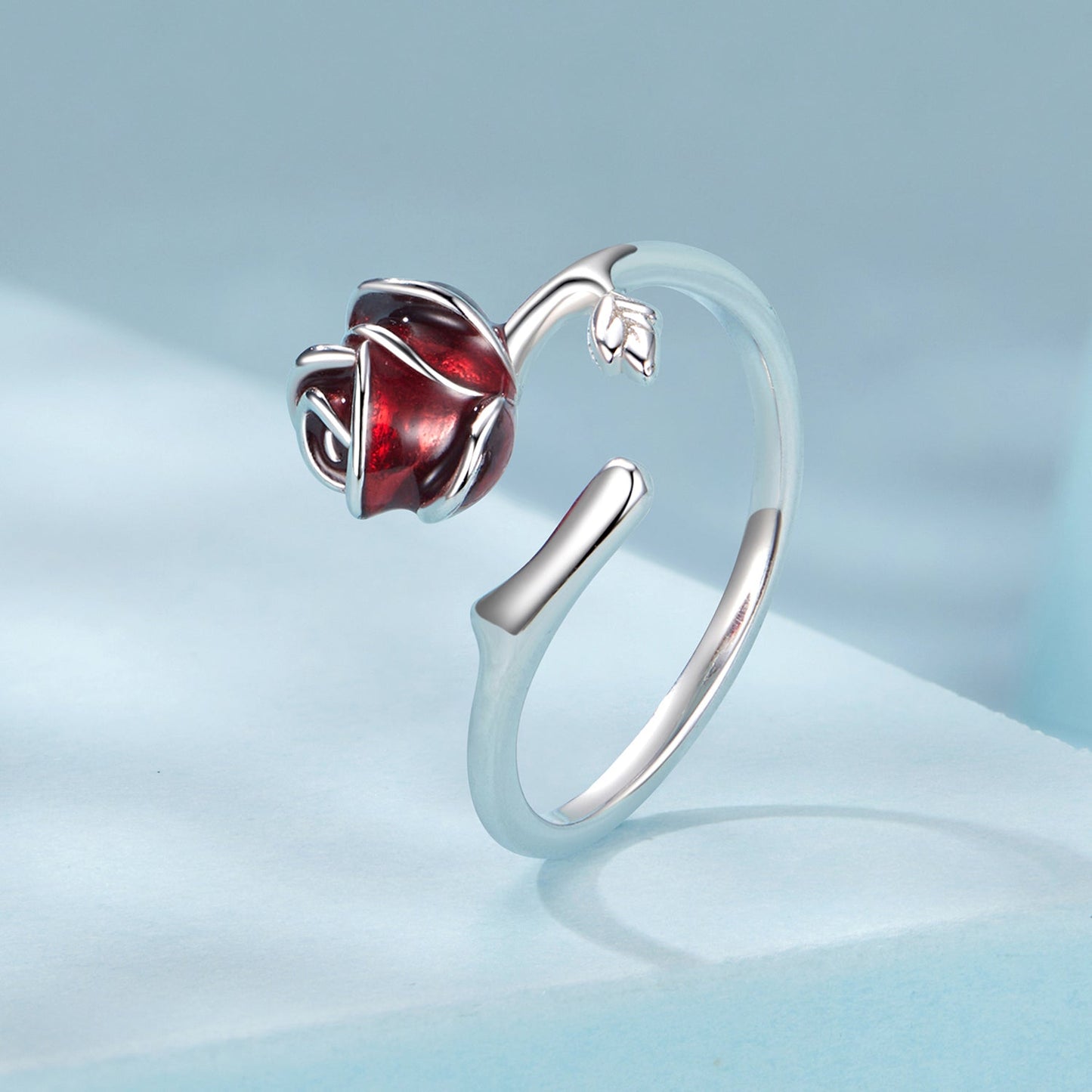925 Sterling Silver Ring with White Gold Plating, Enamel, Width 0.16cm, Style E for Women