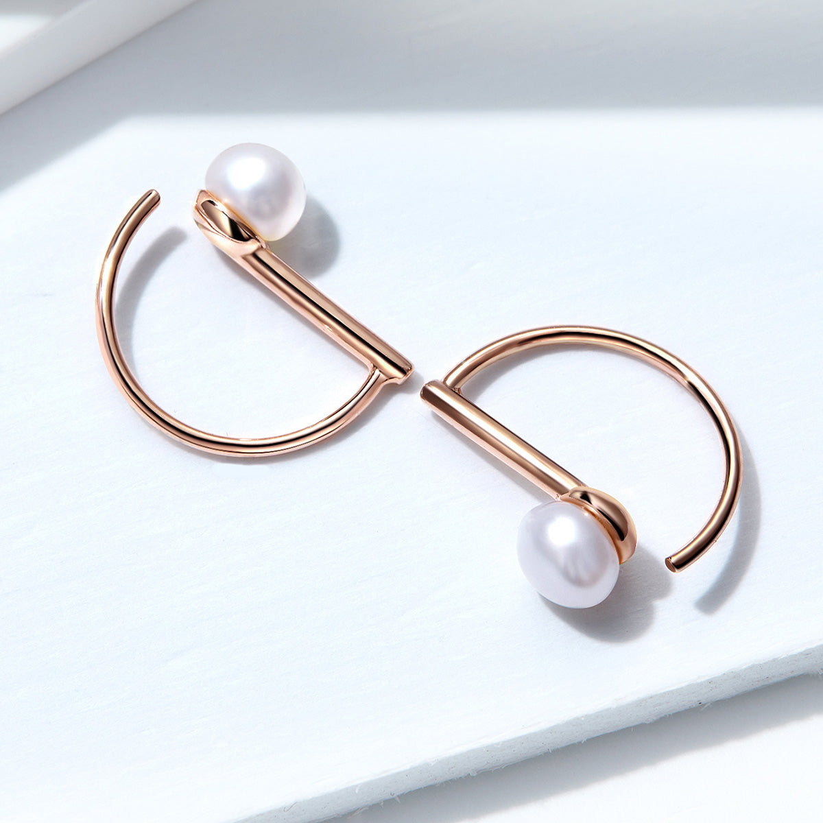 925 Sterling Silver Earrings in Rose Gold with Beads for Women