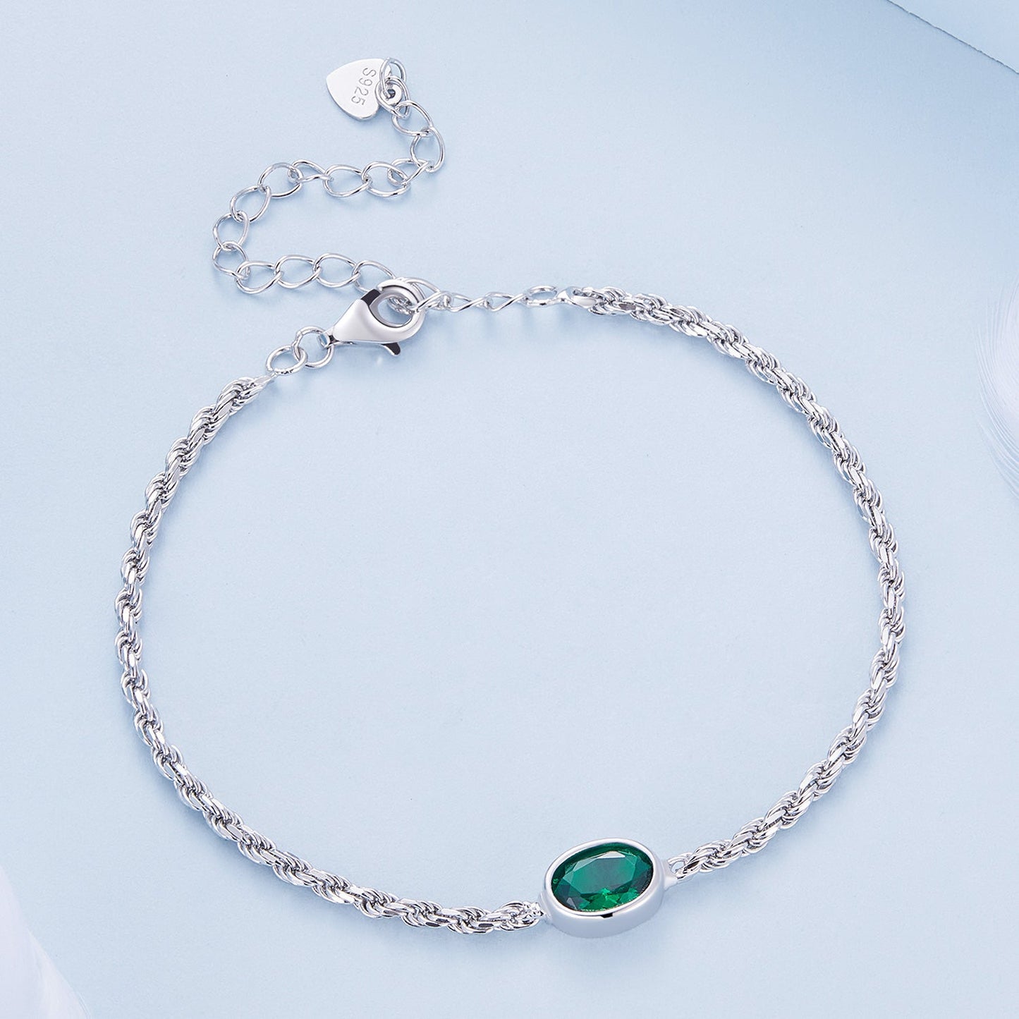925 Sterling Silver Bracelet with CZ Pendants 150mm + 60mm Adjustable Size