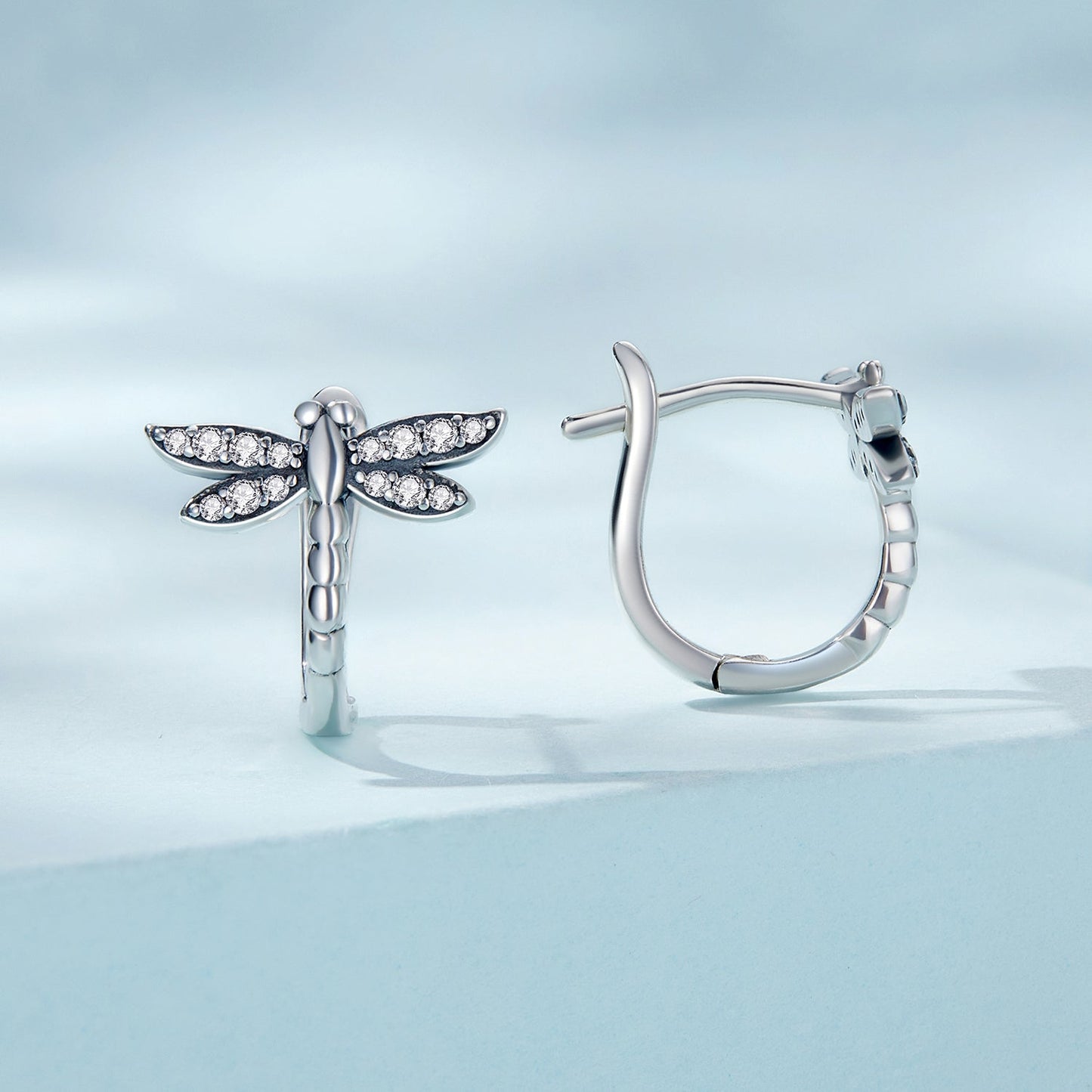 925 Sterling Silver Earrings with Pavé Setting CZ, Oxidized Finish, 1.3cm for Women