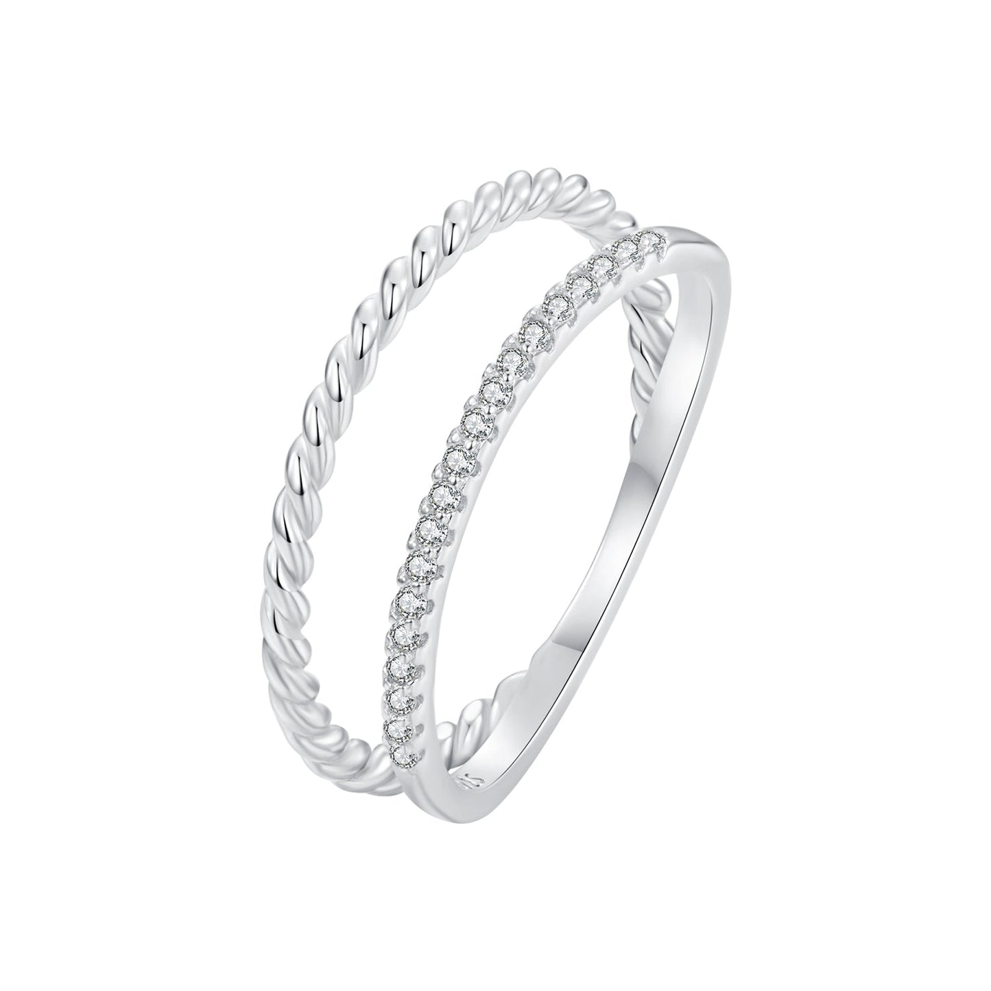 925 Sterling Silver Ring 6.0 Size with Pavé Setting CZ