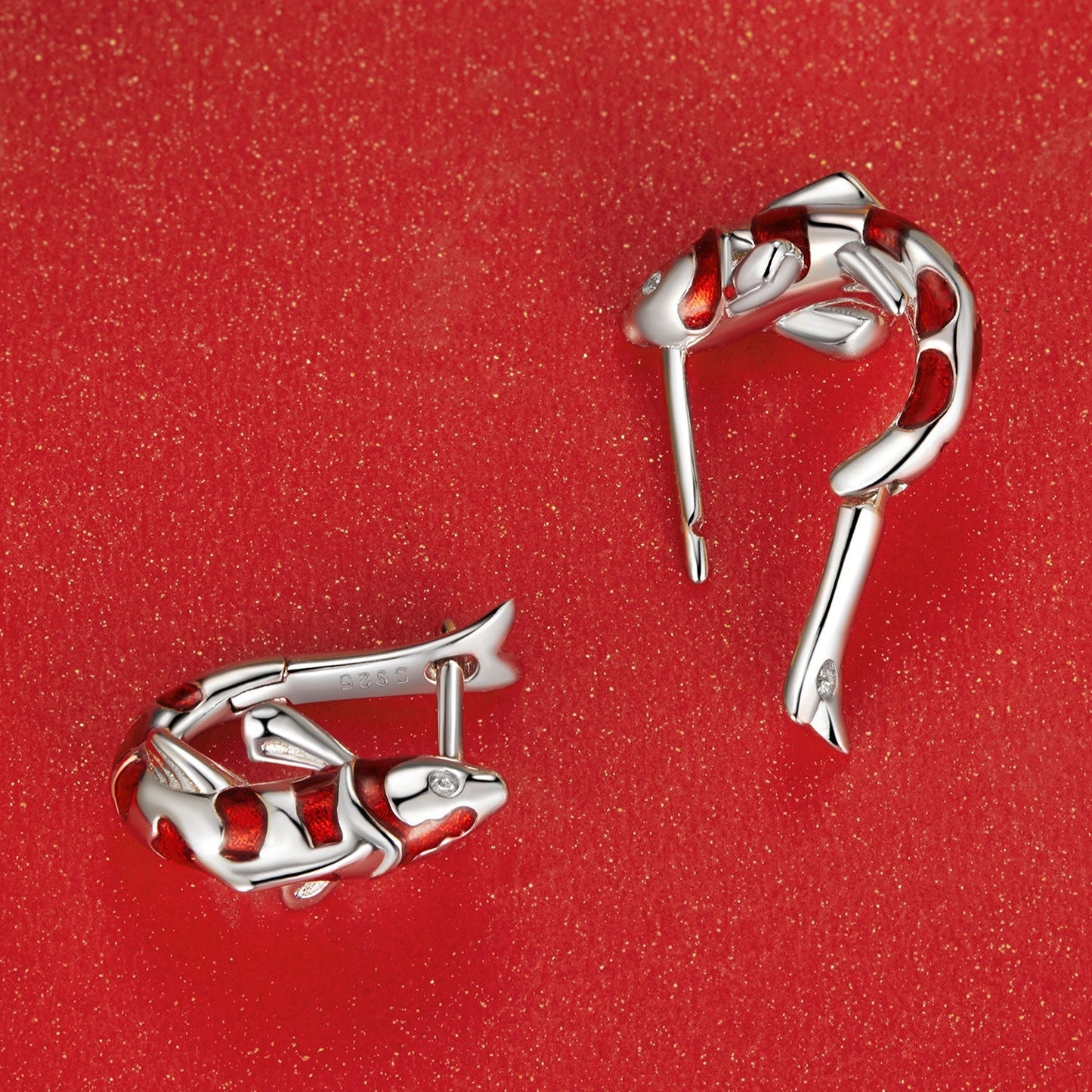 925 Sterling Silver Enamel and CZ Earrings with Platinum Plating for Women