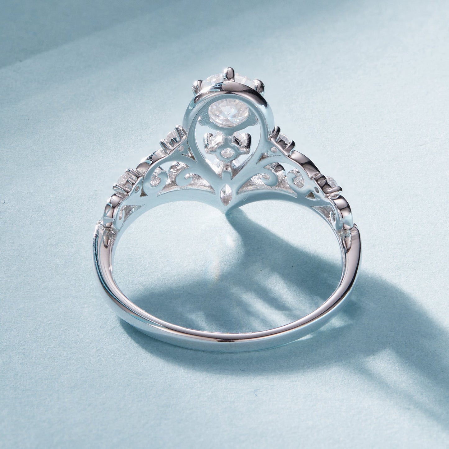 925 Sterling Silver 0.5 Carat Moissanite Ring in Size 6 for Women