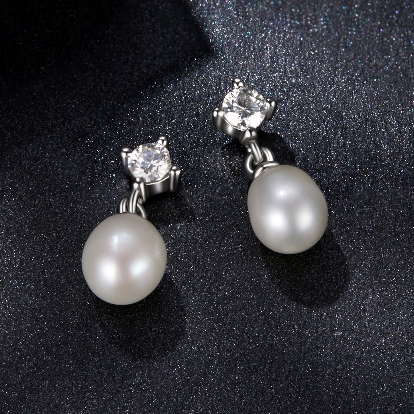 925 Sterling Silver Moissanite 0.10 Carat Earrings with Freshwater Pearl for Women