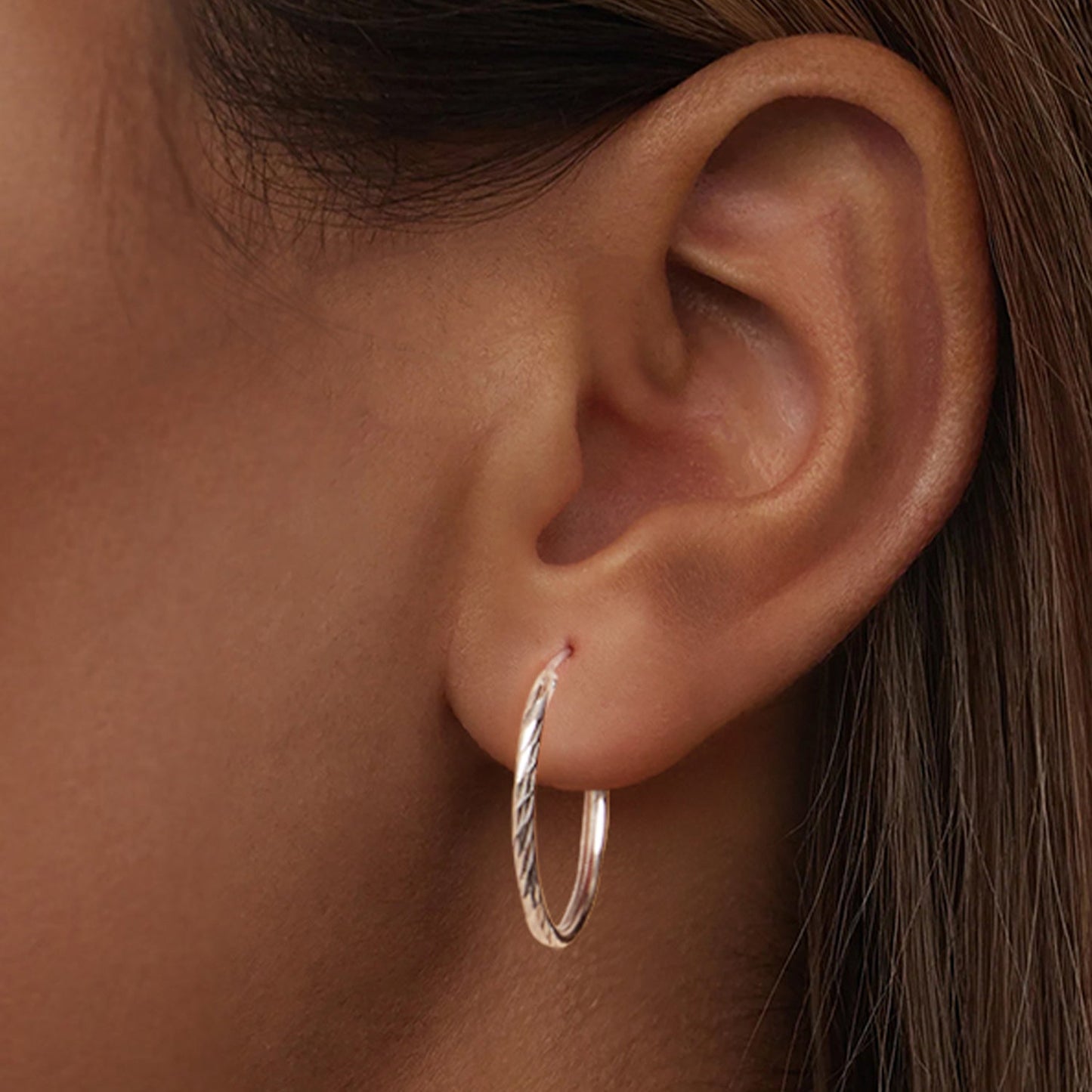 925 Sterling Silver Earrings for Women - White Gold Plated, 2.3x0.2 cm