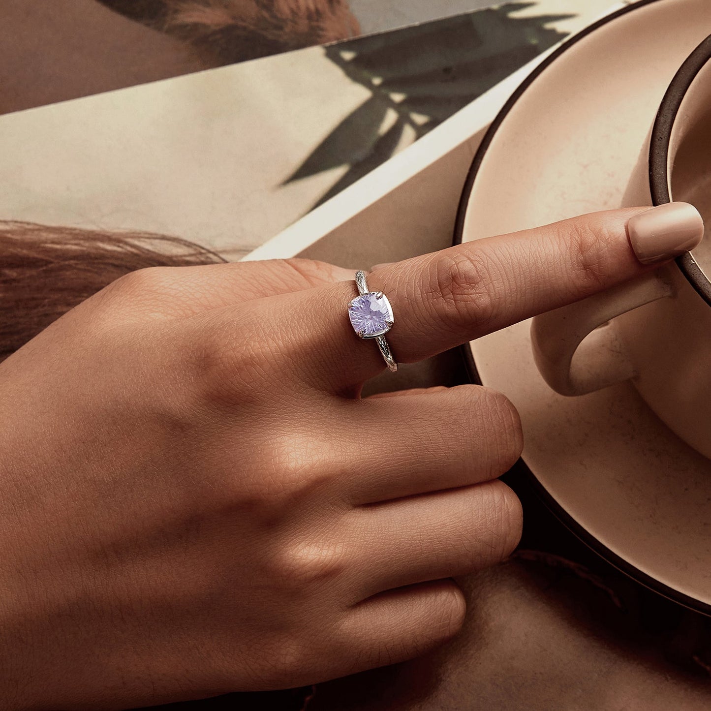 925 Sterling Silver Ring with Pavé Setting CZ, Size 6.0