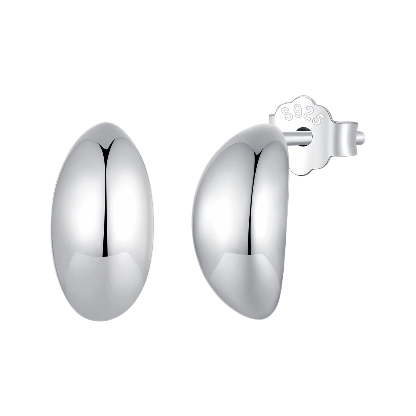 925 Sterling Silver Earrings, Size 10*5mm - Oxidized Silver for Women