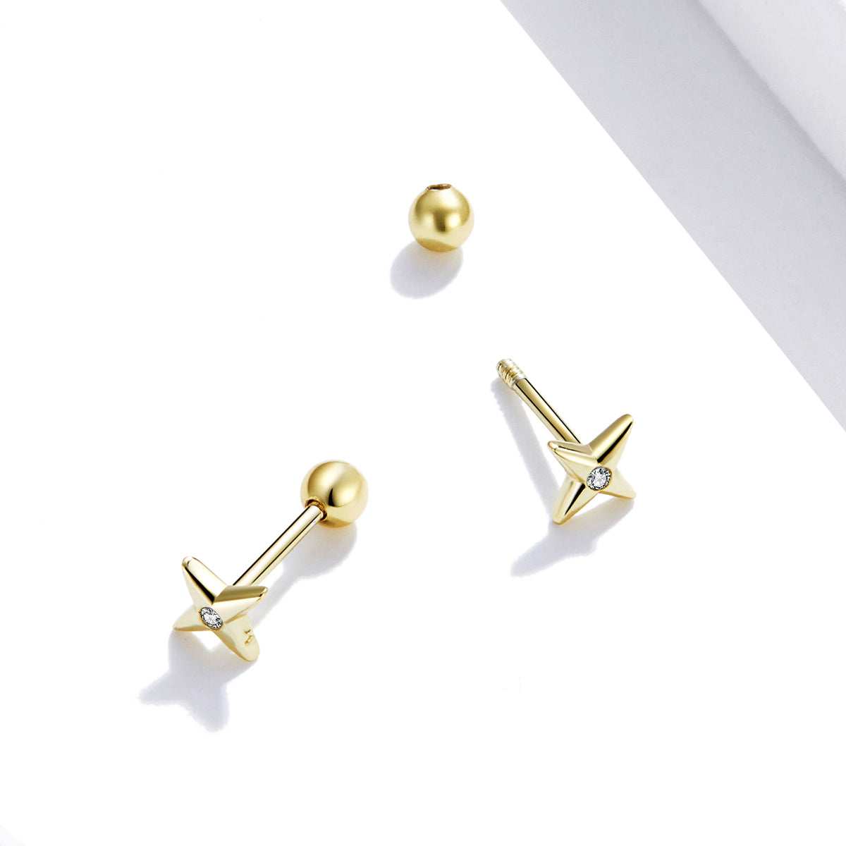925 Sterling Silver Pavé CZ Gold Plated Earrings