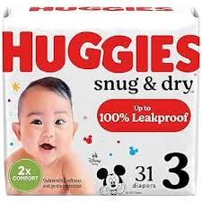 Huggies Snug & Dry Baby Diapers, Size 3 (16-28 lbs), 31 Ct