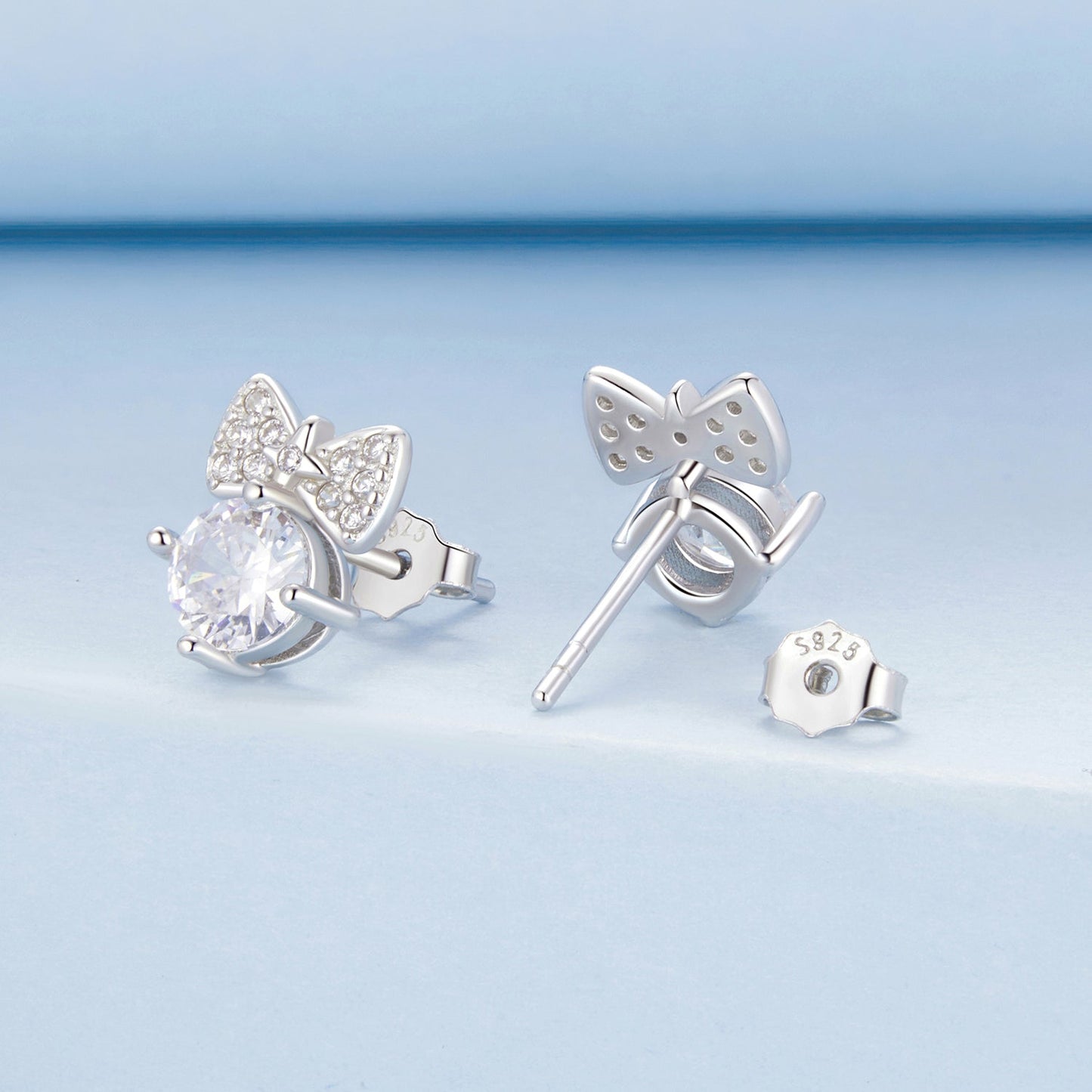 925 Sterling Silver Earrings with CZ and White Gold Plating for Women